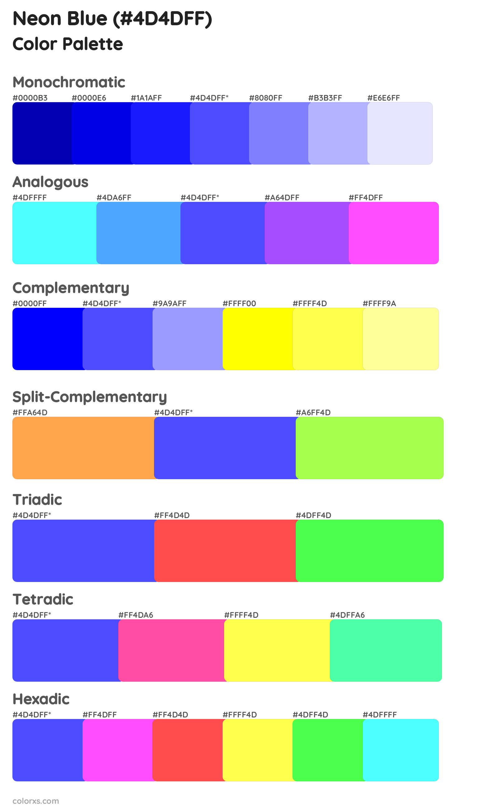 Neon Blue Color Scheme Palettes