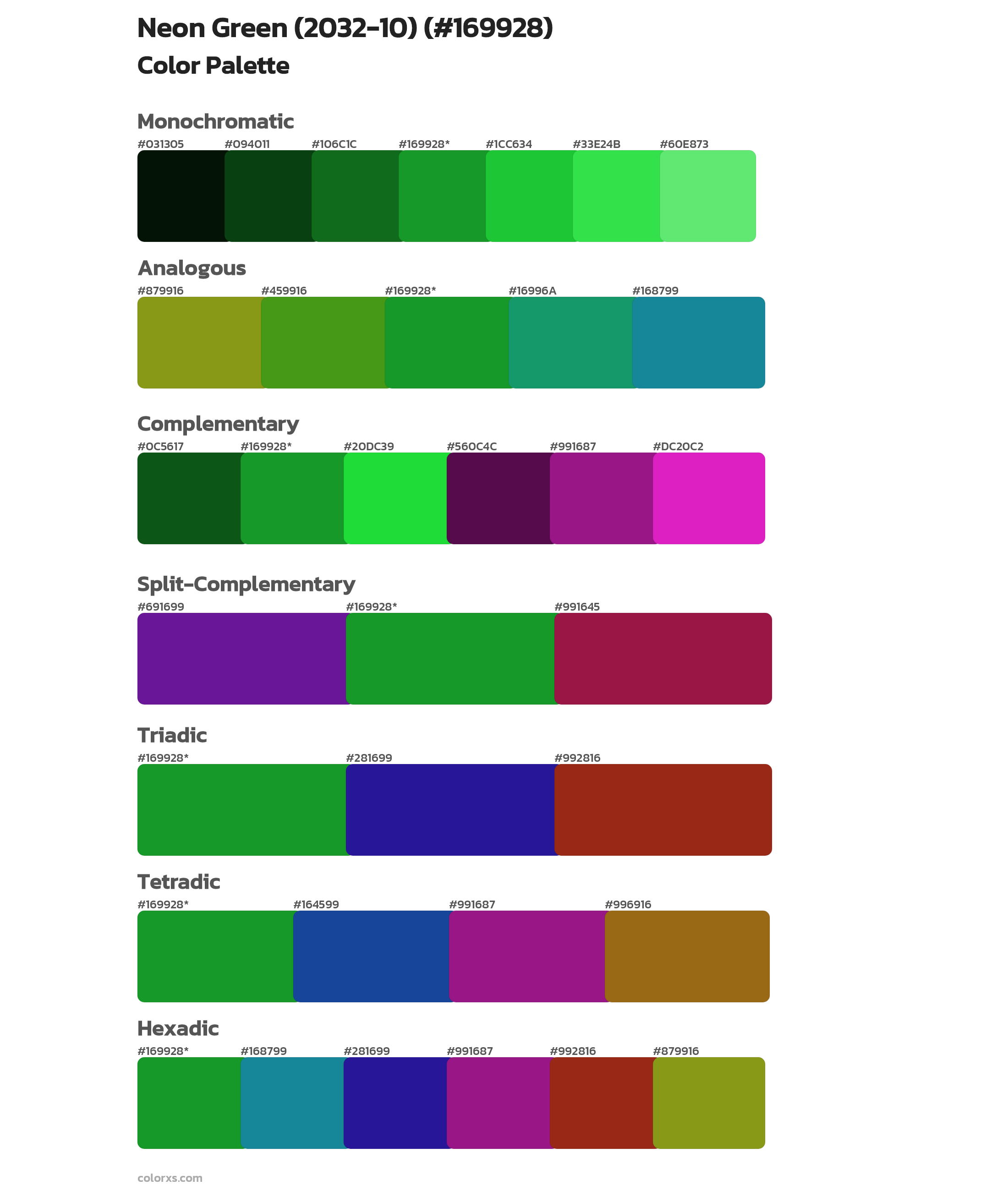 Neon Green (2032-10) Color Scheme Palettes