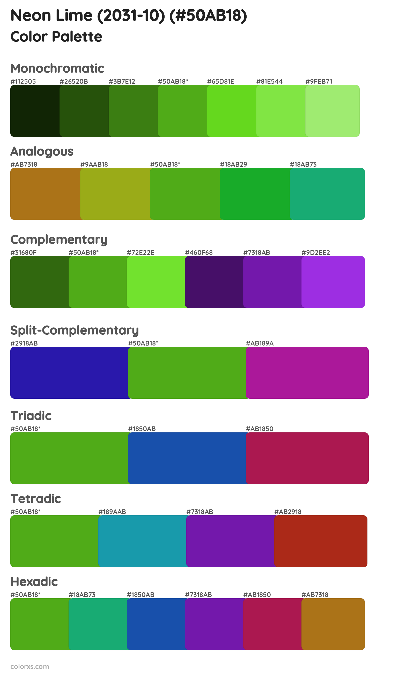 Neon Lime (2031-10) Color Scheme Palettes