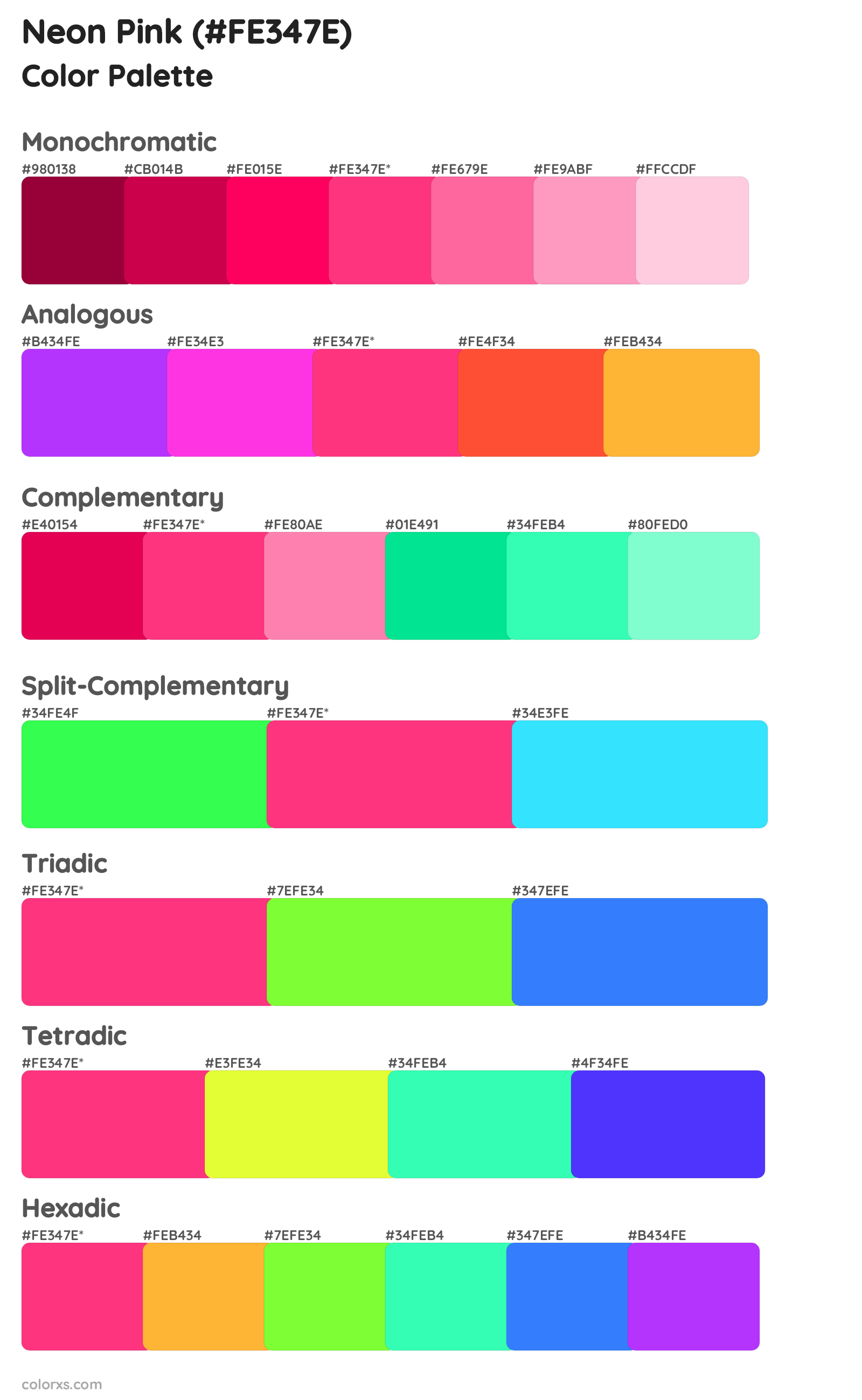 Neon Pink Color Scheme Palettes