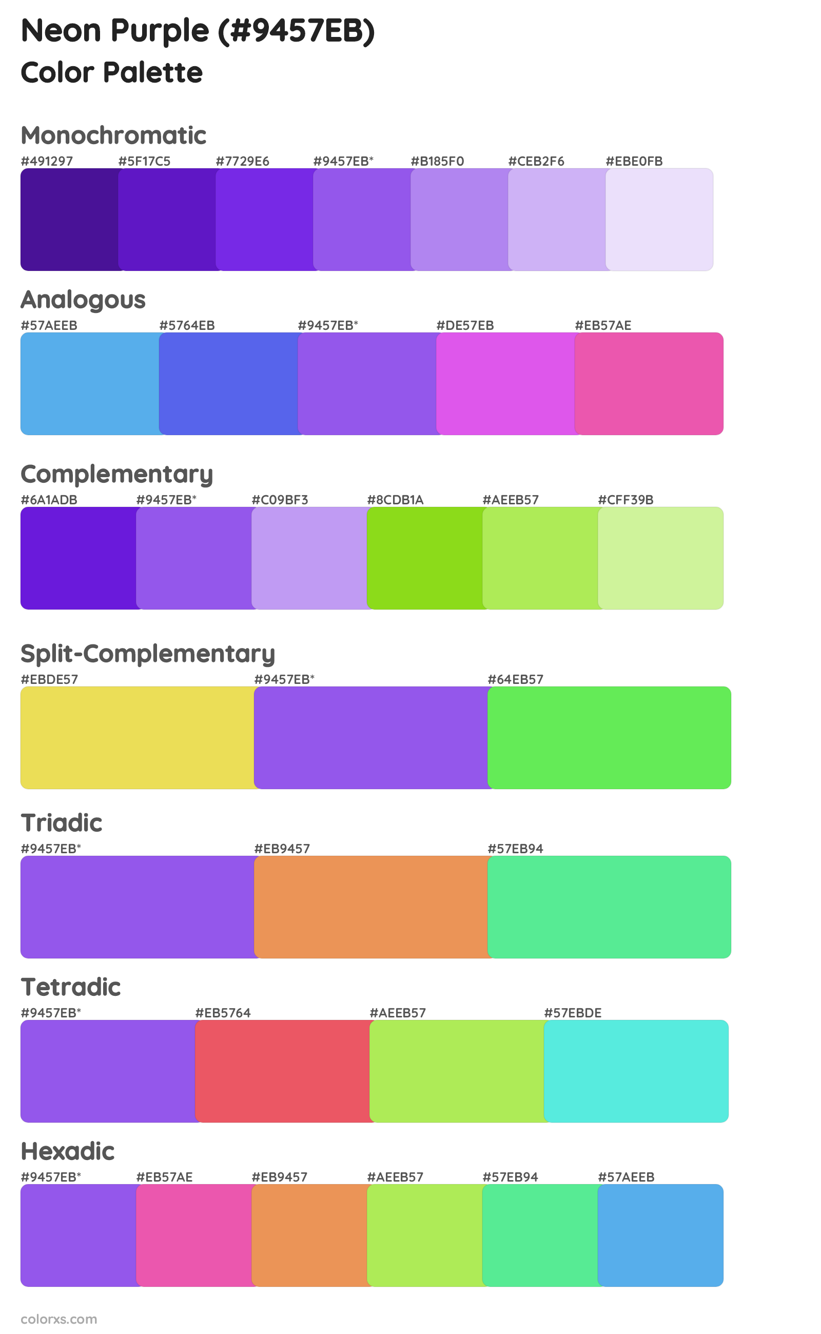 Neon Purple Color Scheme Palettes