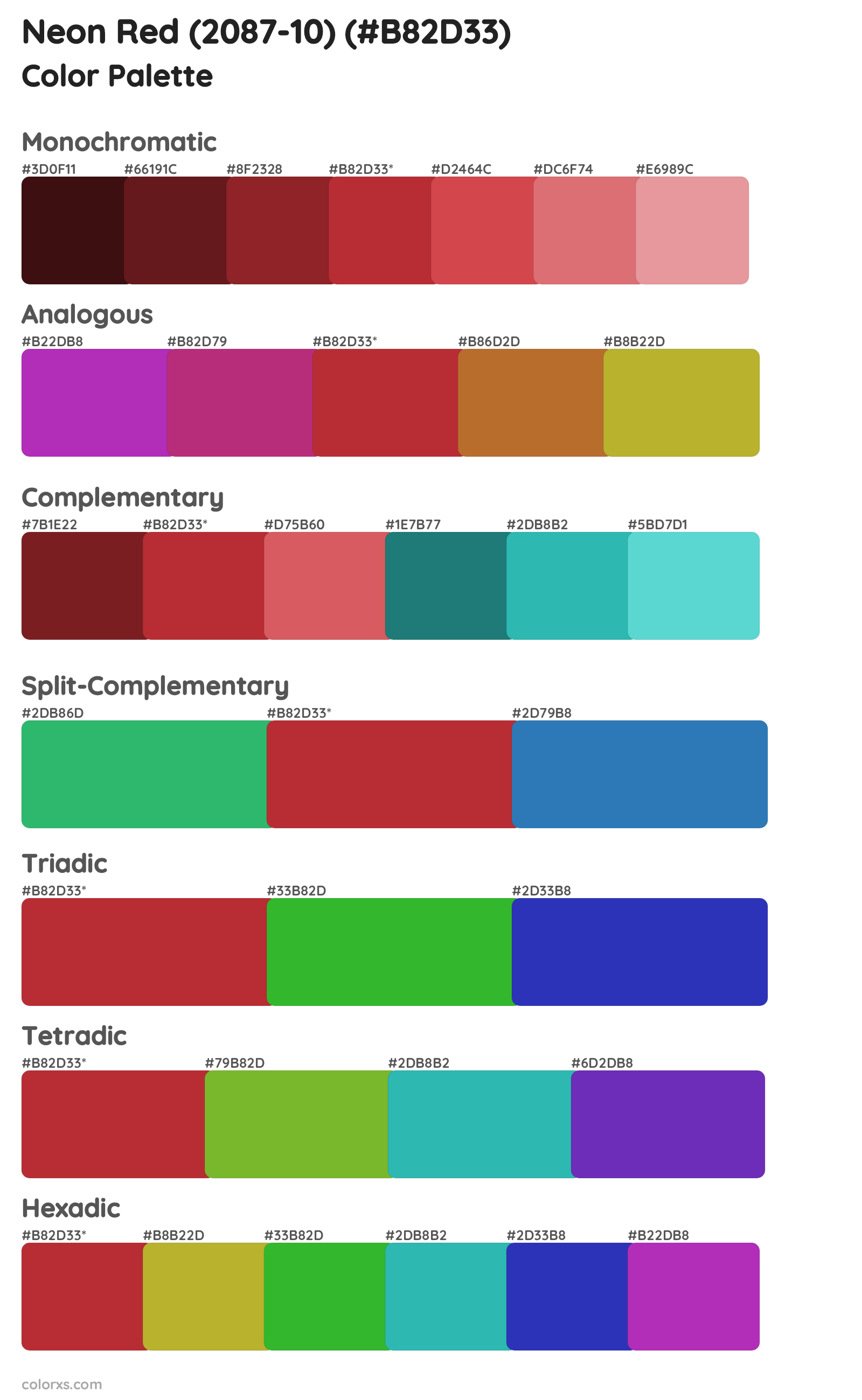 Neon Red (2087-10) Color Scheme Palettes