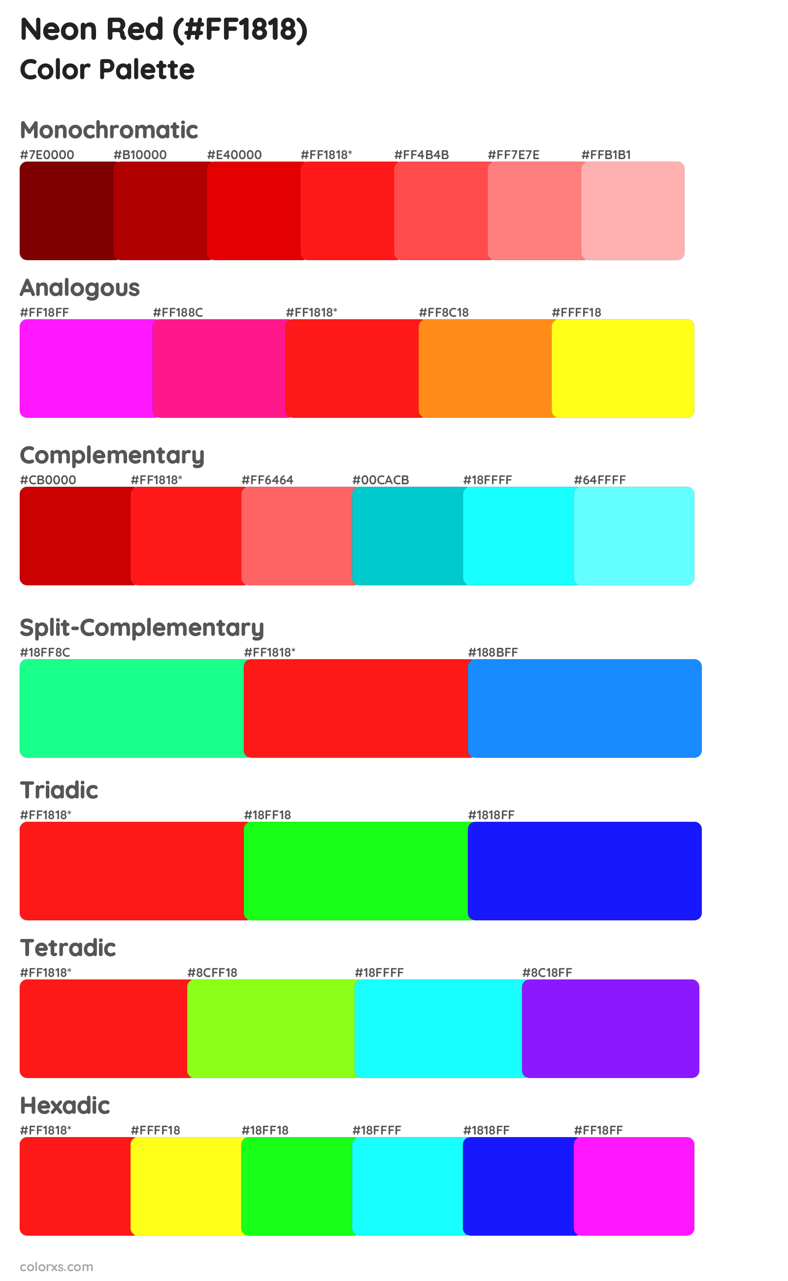 Neon Red Color Scheme Palettes