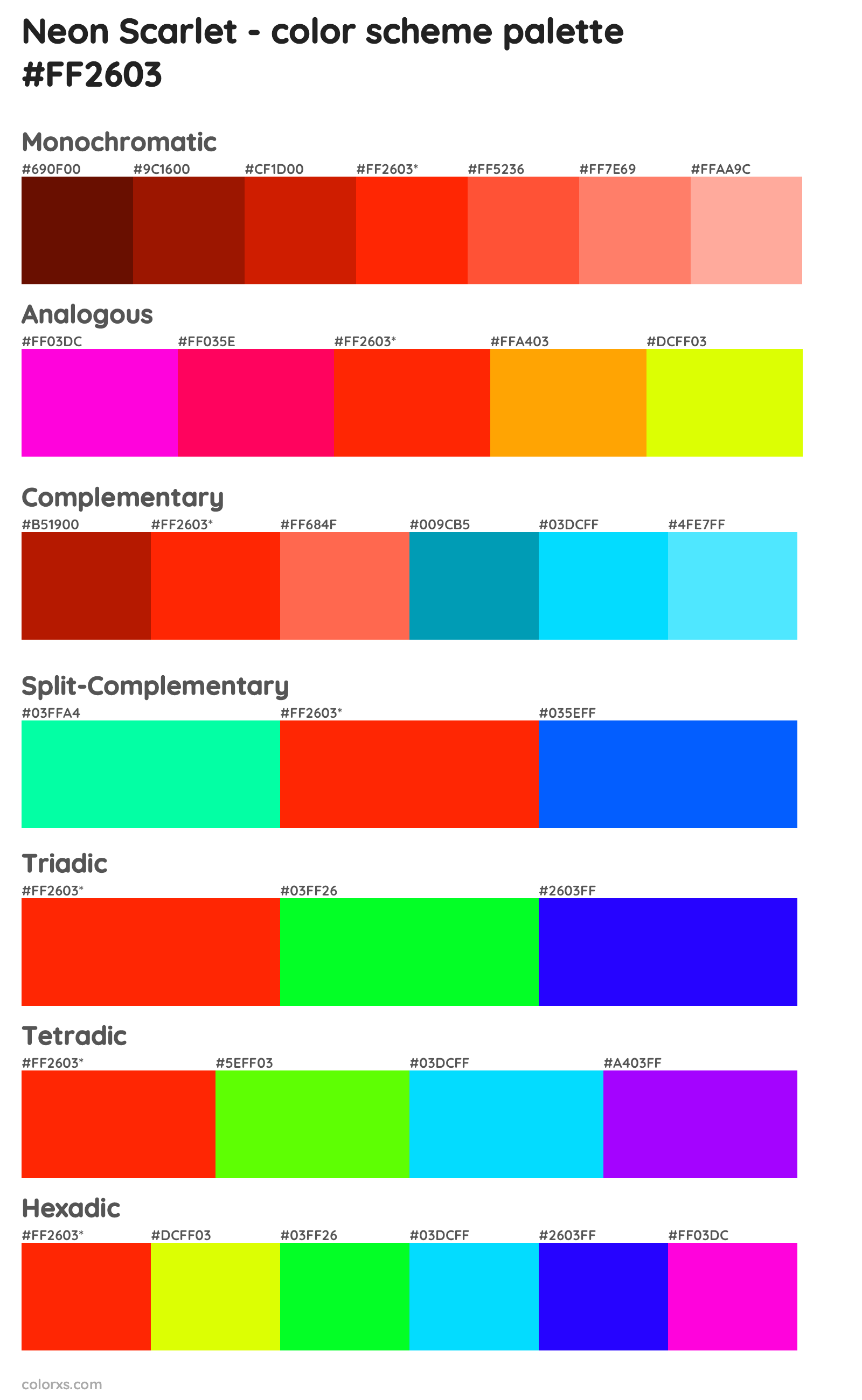 Neon Scarlet Color Scheme Palettes