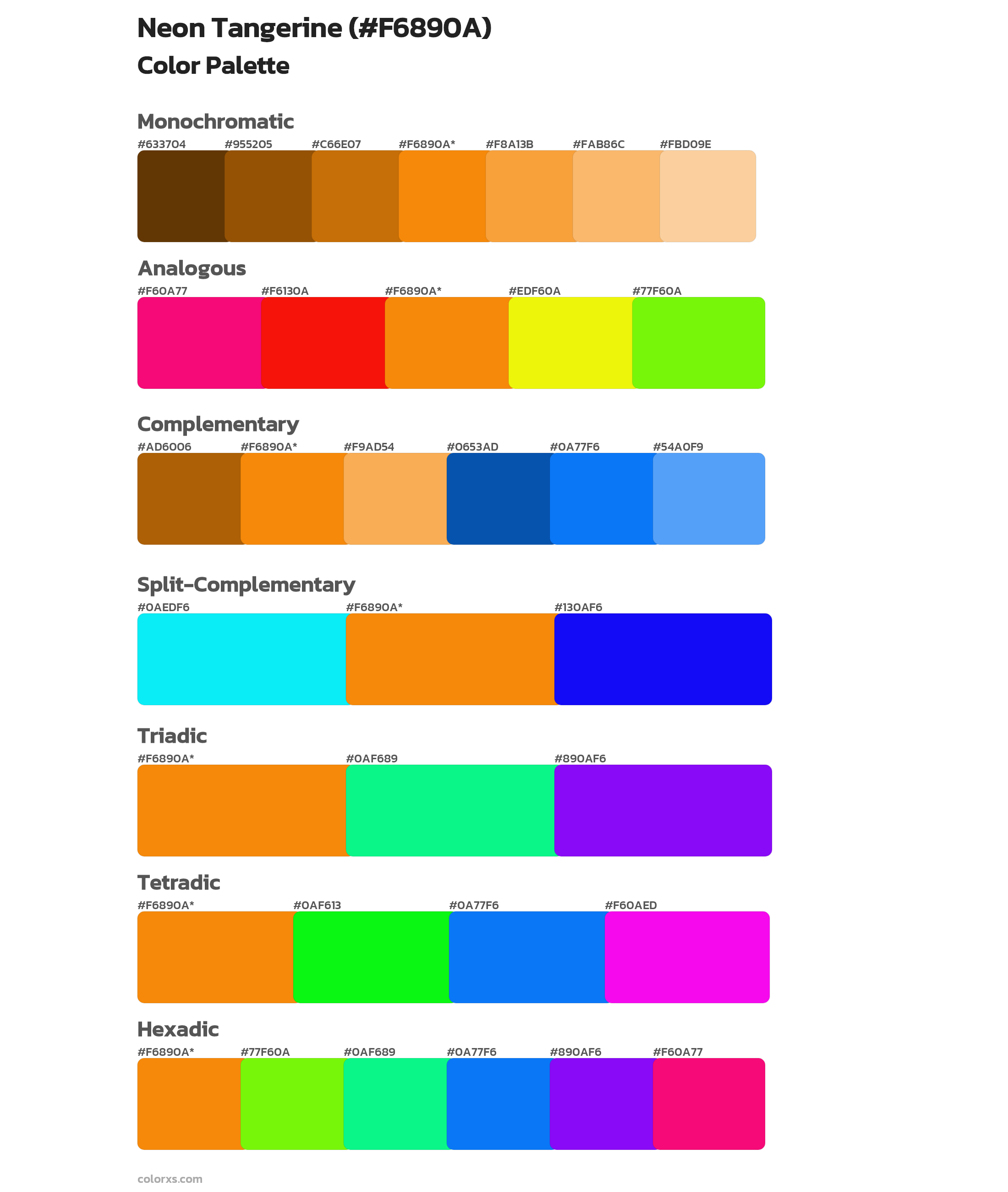 Neon Tangerine color palettes