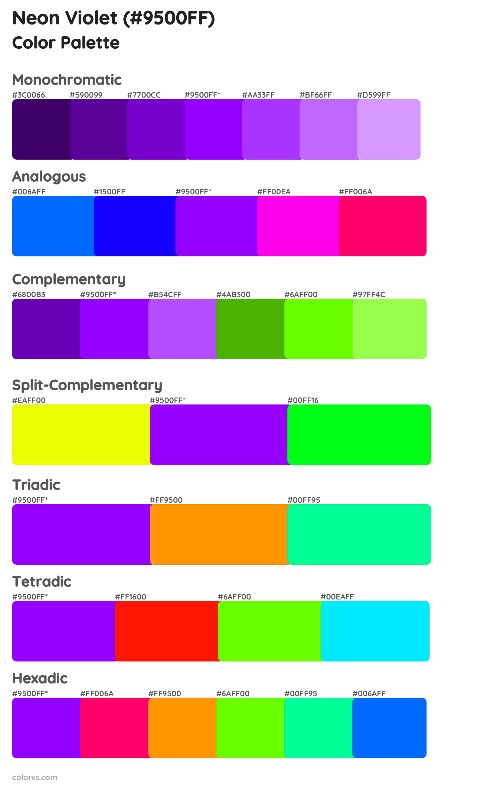 Neon Violet Color Scheme Palettes