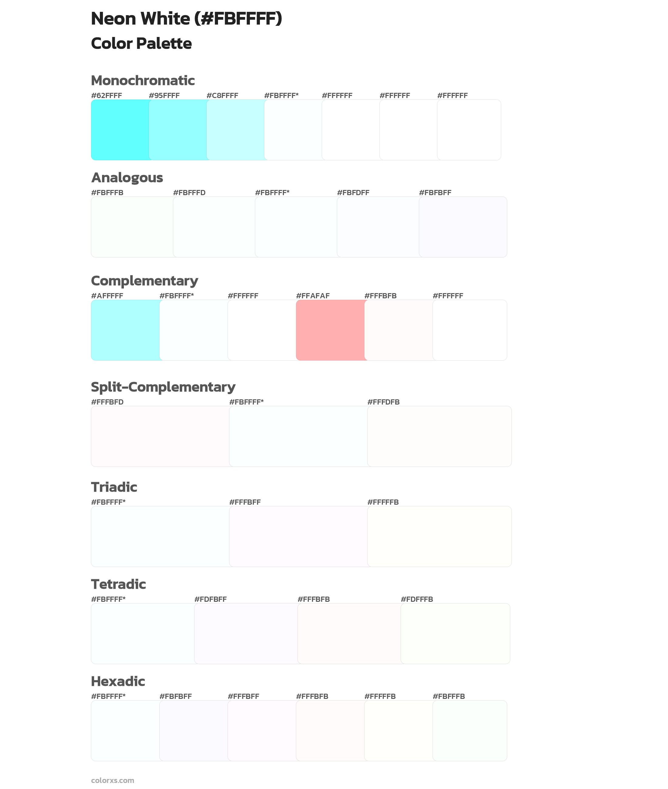 Neon White color palettes