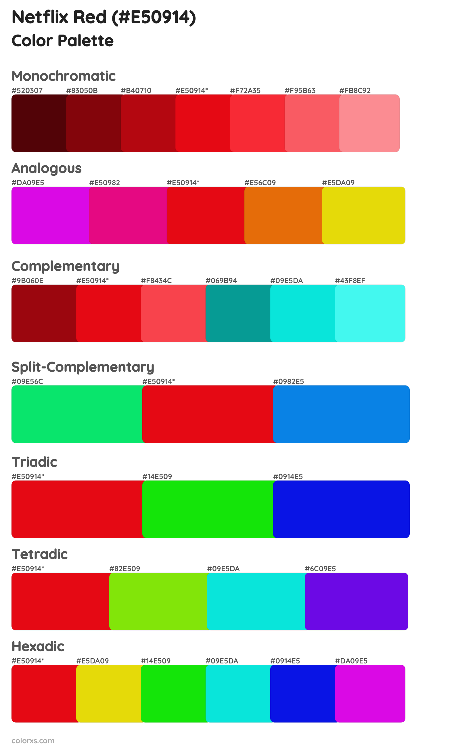 Netflix Red Color Scheme Palettes