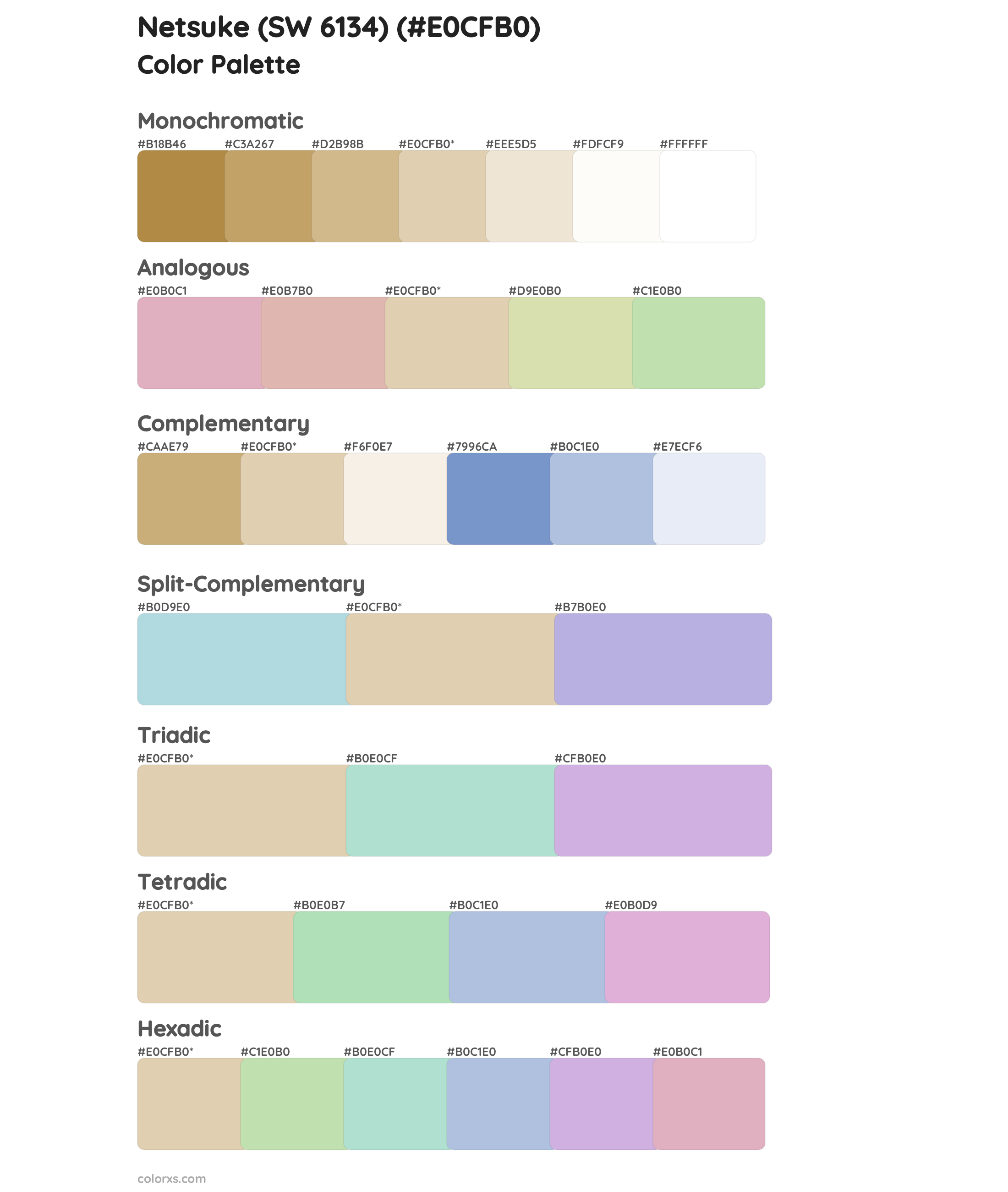 Netsuke (SW 6134) Color Scheme Palettes