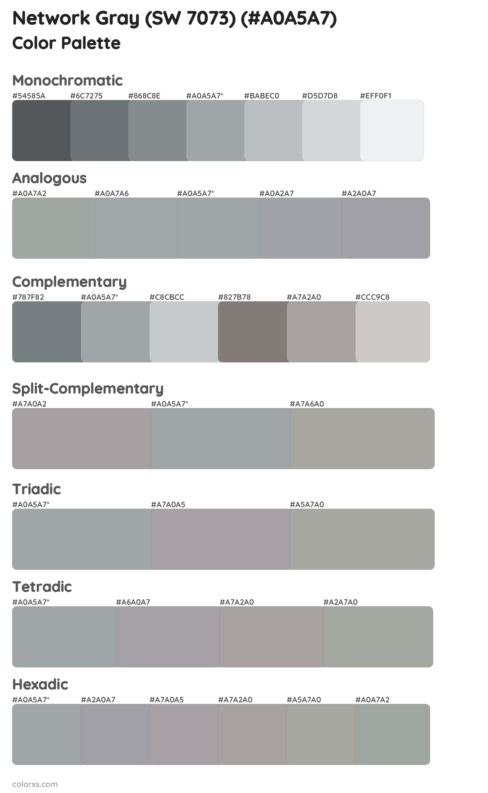Network Gray (SW 7073) Color Scheme Palettes