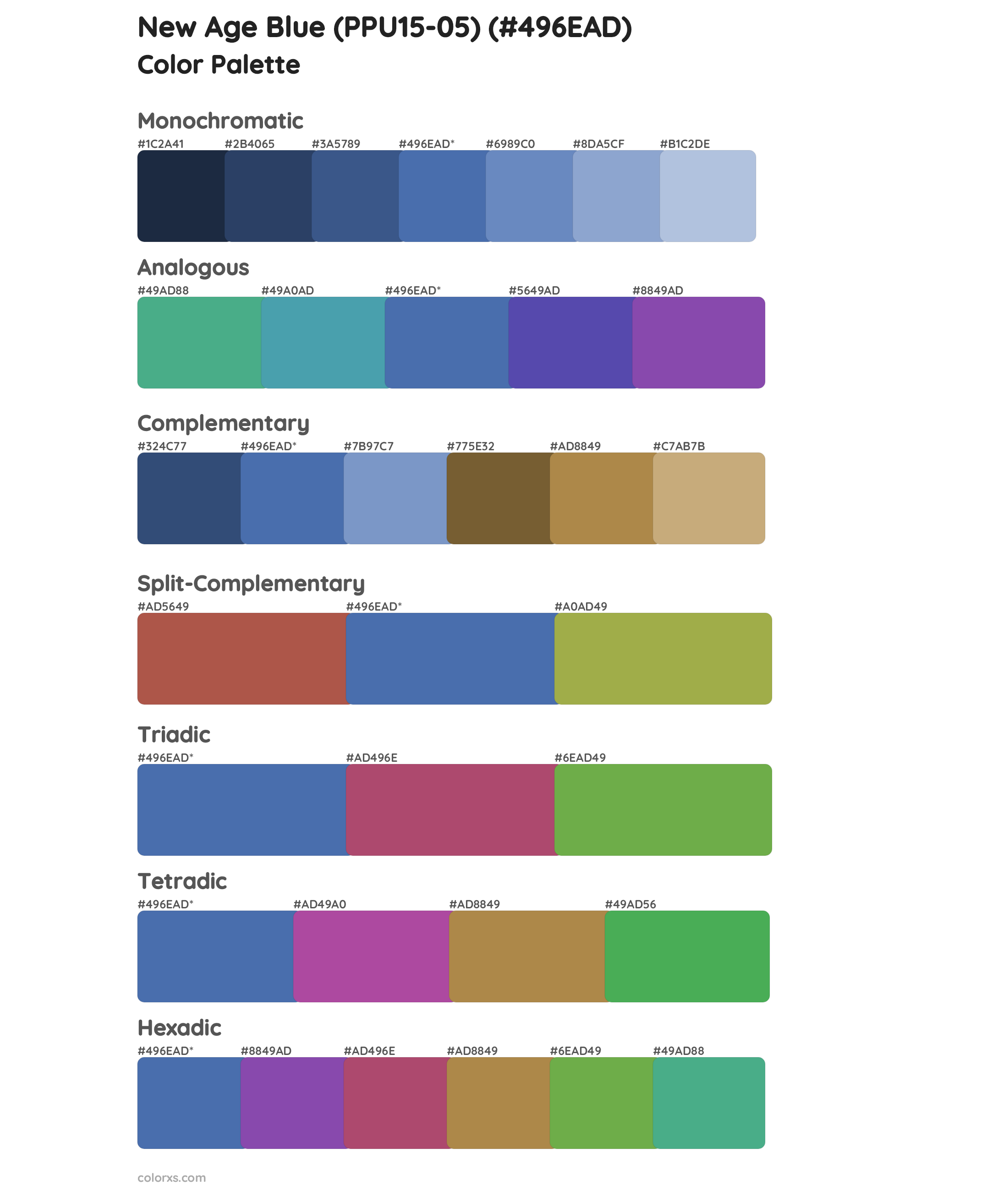 New Age Blue (PPU15-05) Color Scheme Palettes