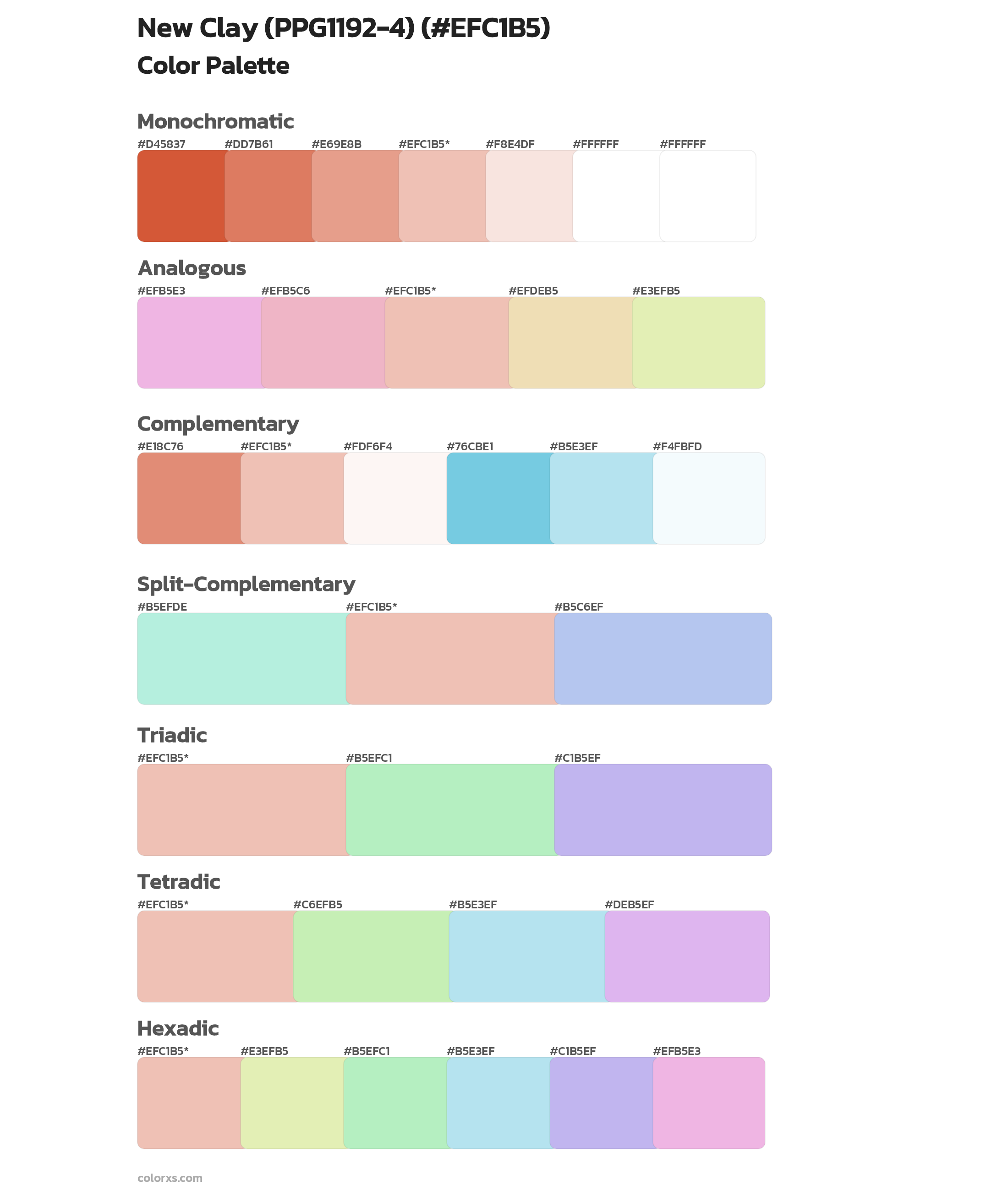 New Clay (PPG1192-4) Color Scheme Palettes