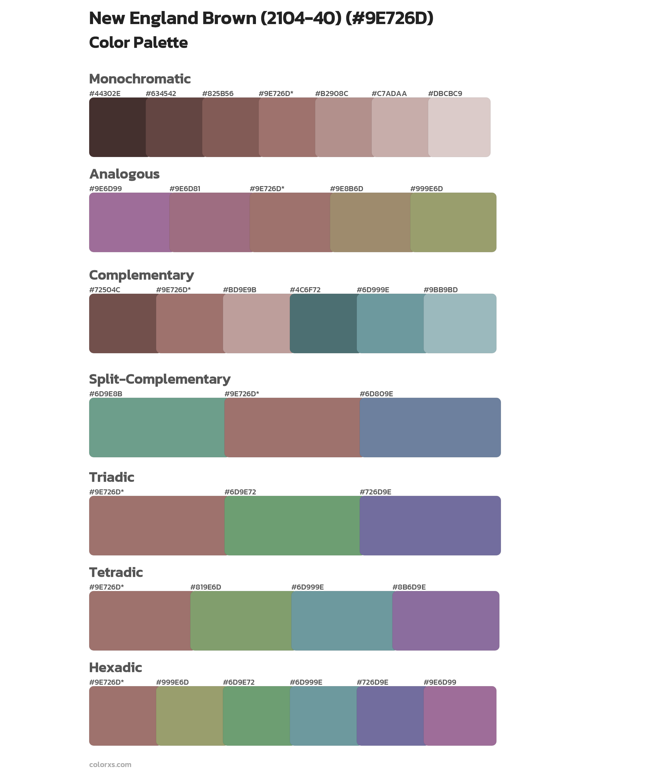 New England Brown (2104-40) Color Scheme Palettes