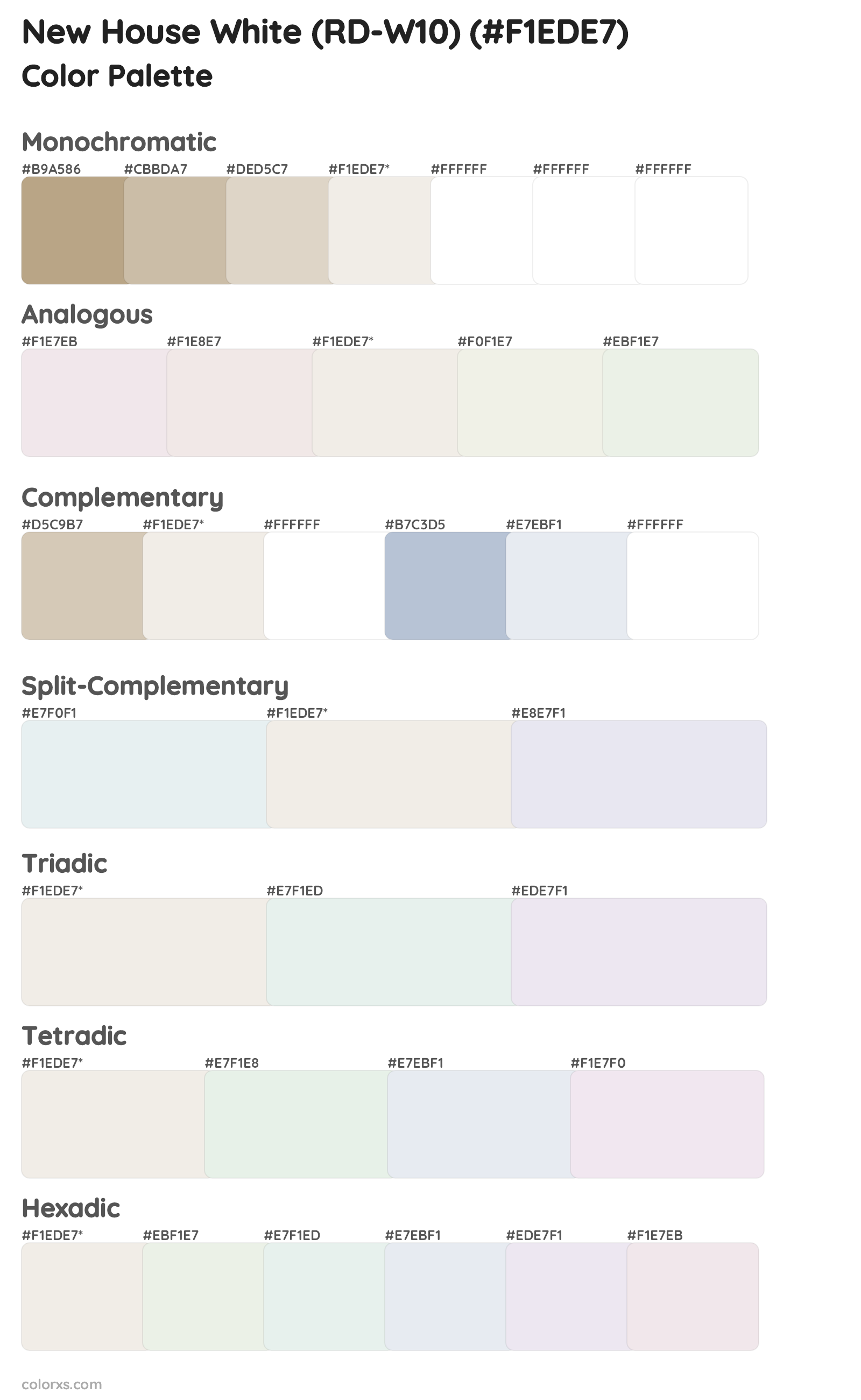 New House White (RD-W10) Color Scheme Palettes