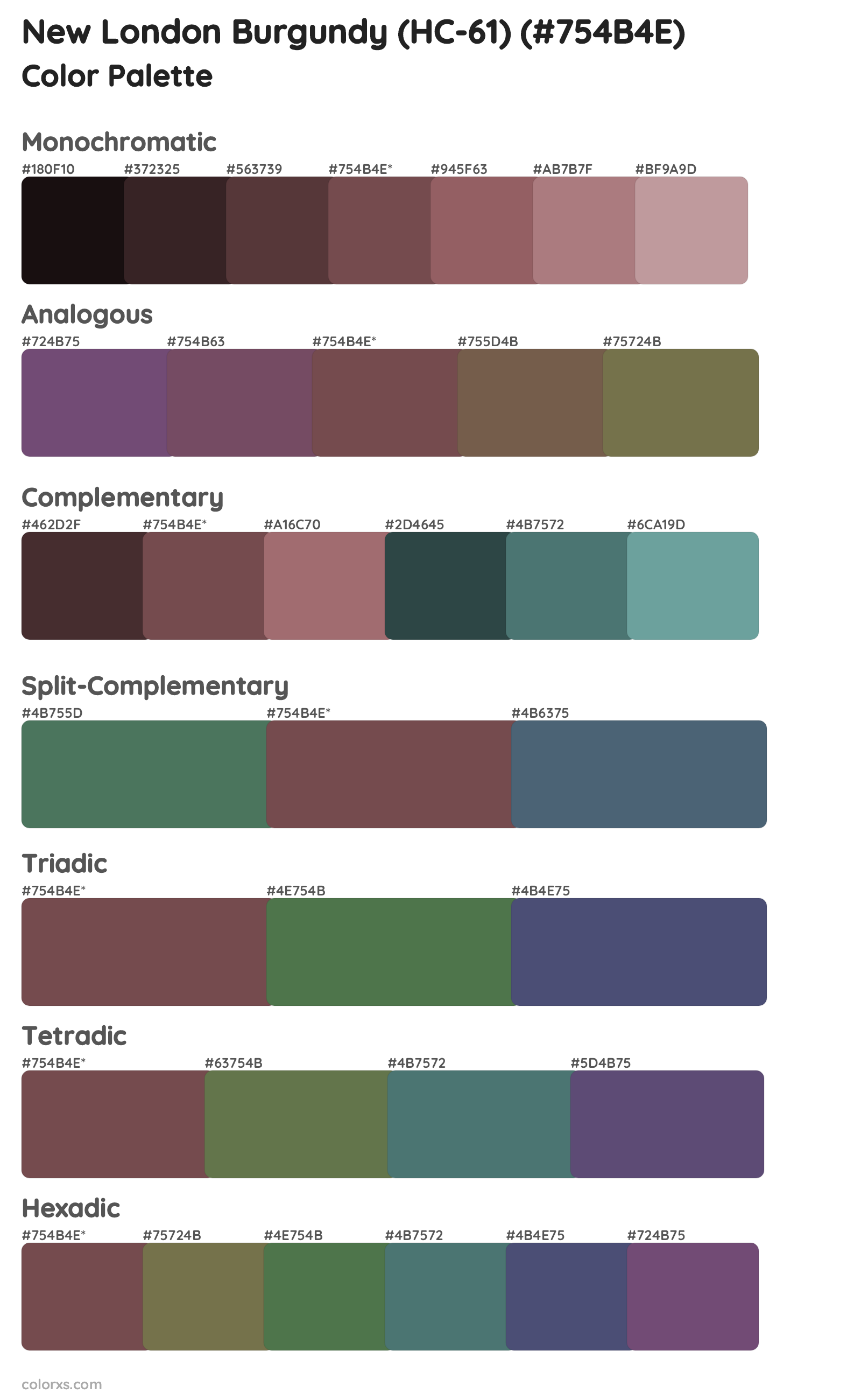 New London Burgundy (HC-61) Color Scheme Palettes