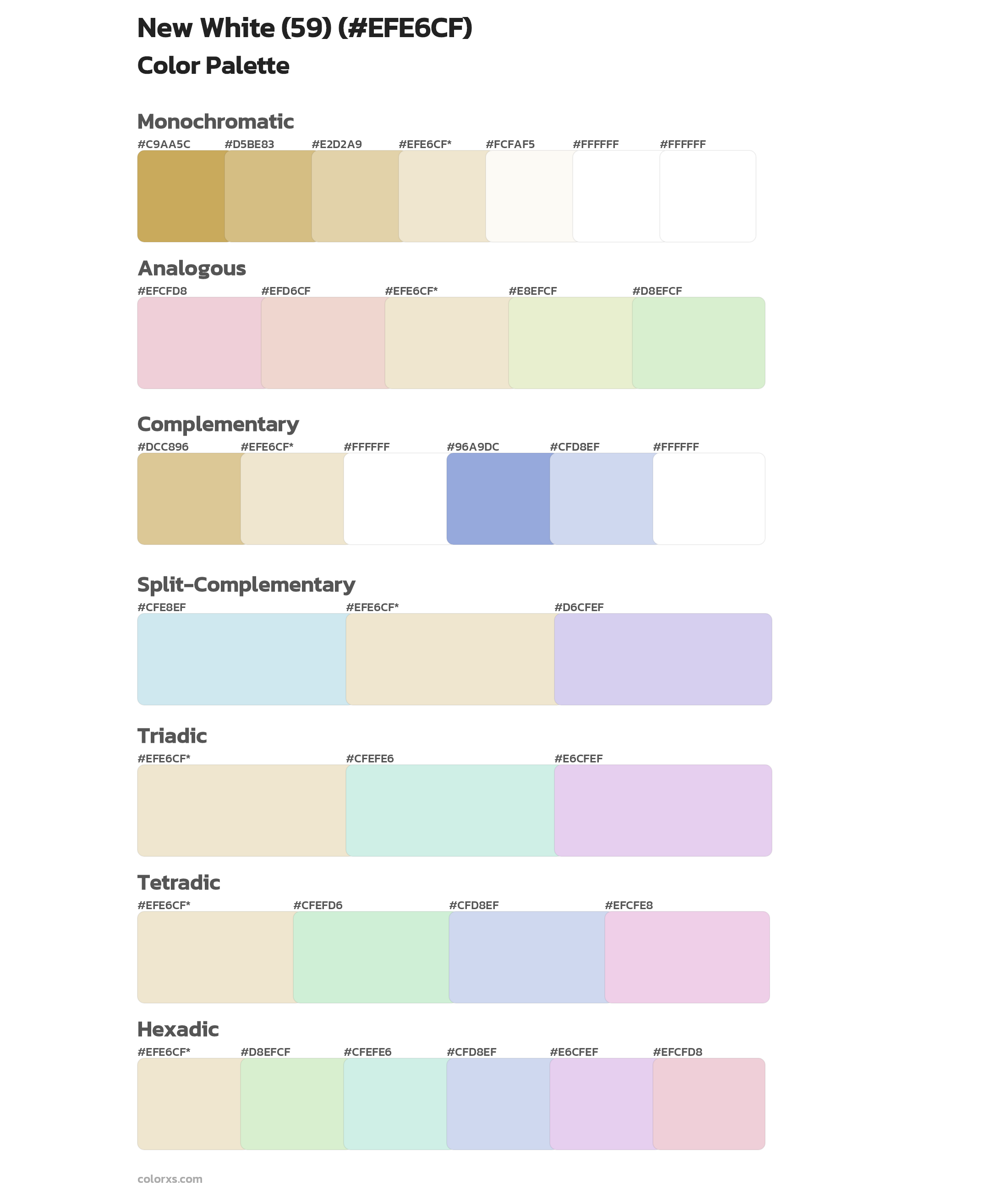 New White (59) Color Scheme Palettes