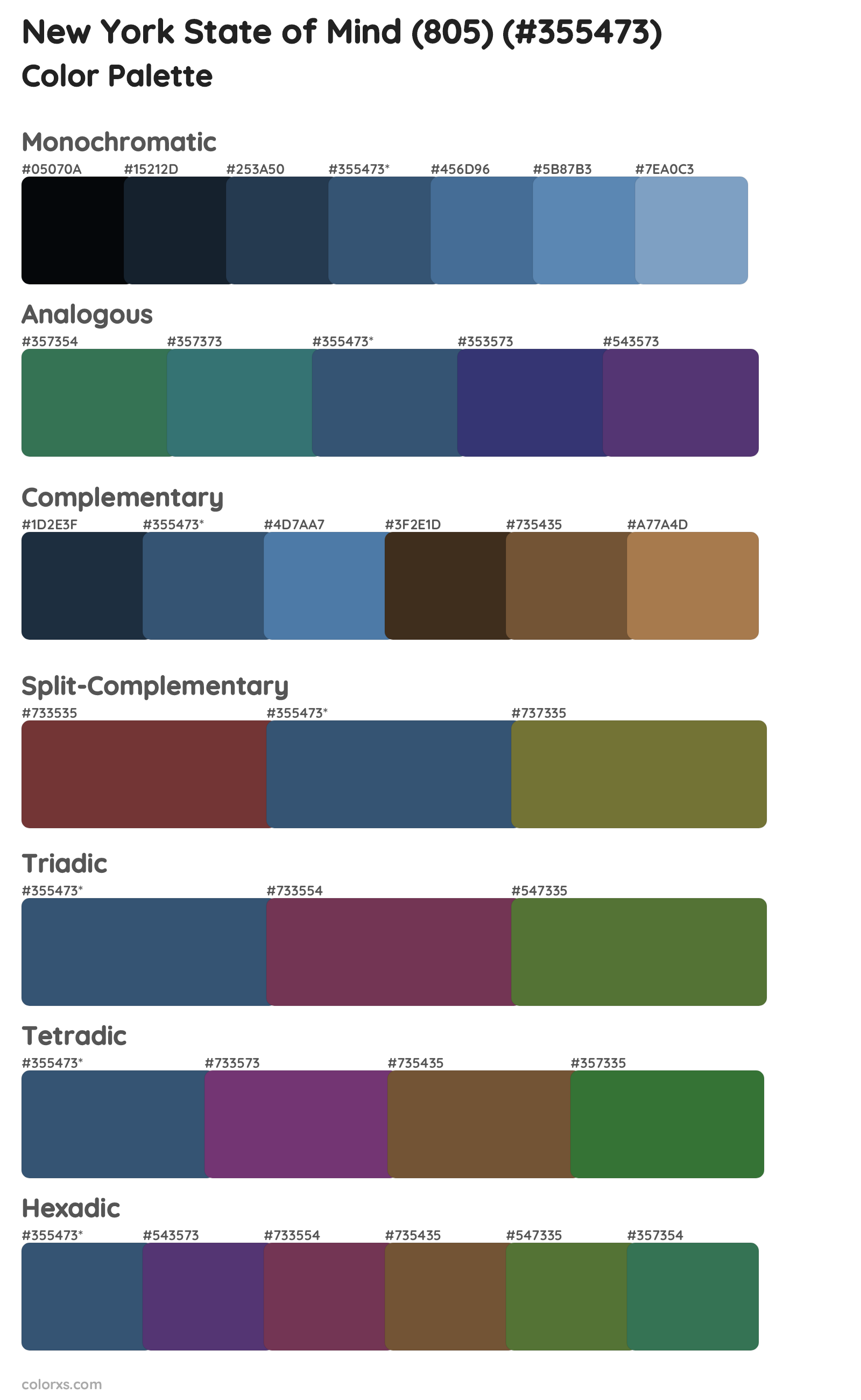 New York State of Mind (805) Color Scheme Palettes