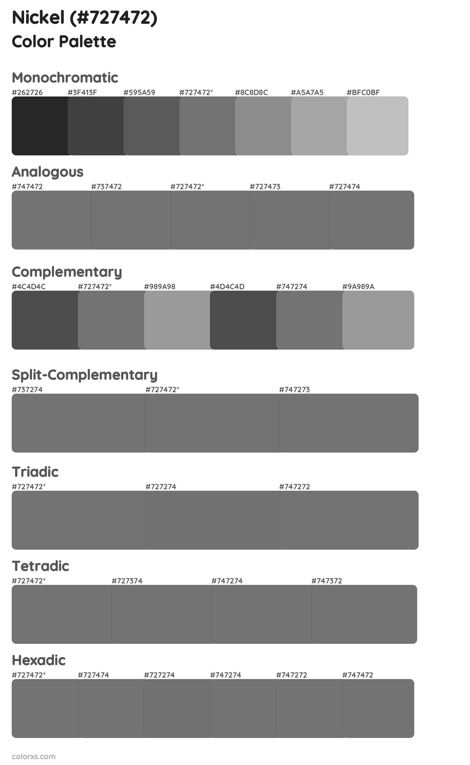 Nickel Color Scheme Palettes
