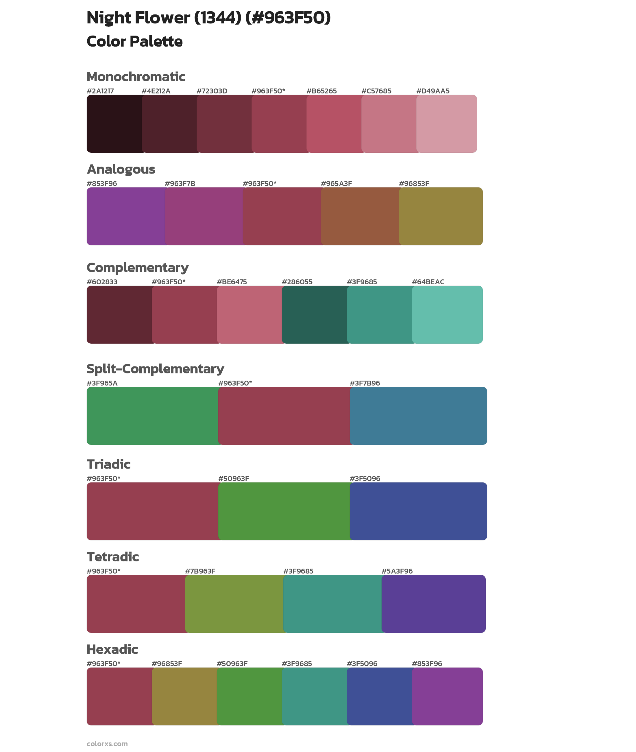 Night Flower (1344) Color Scheme Palettes