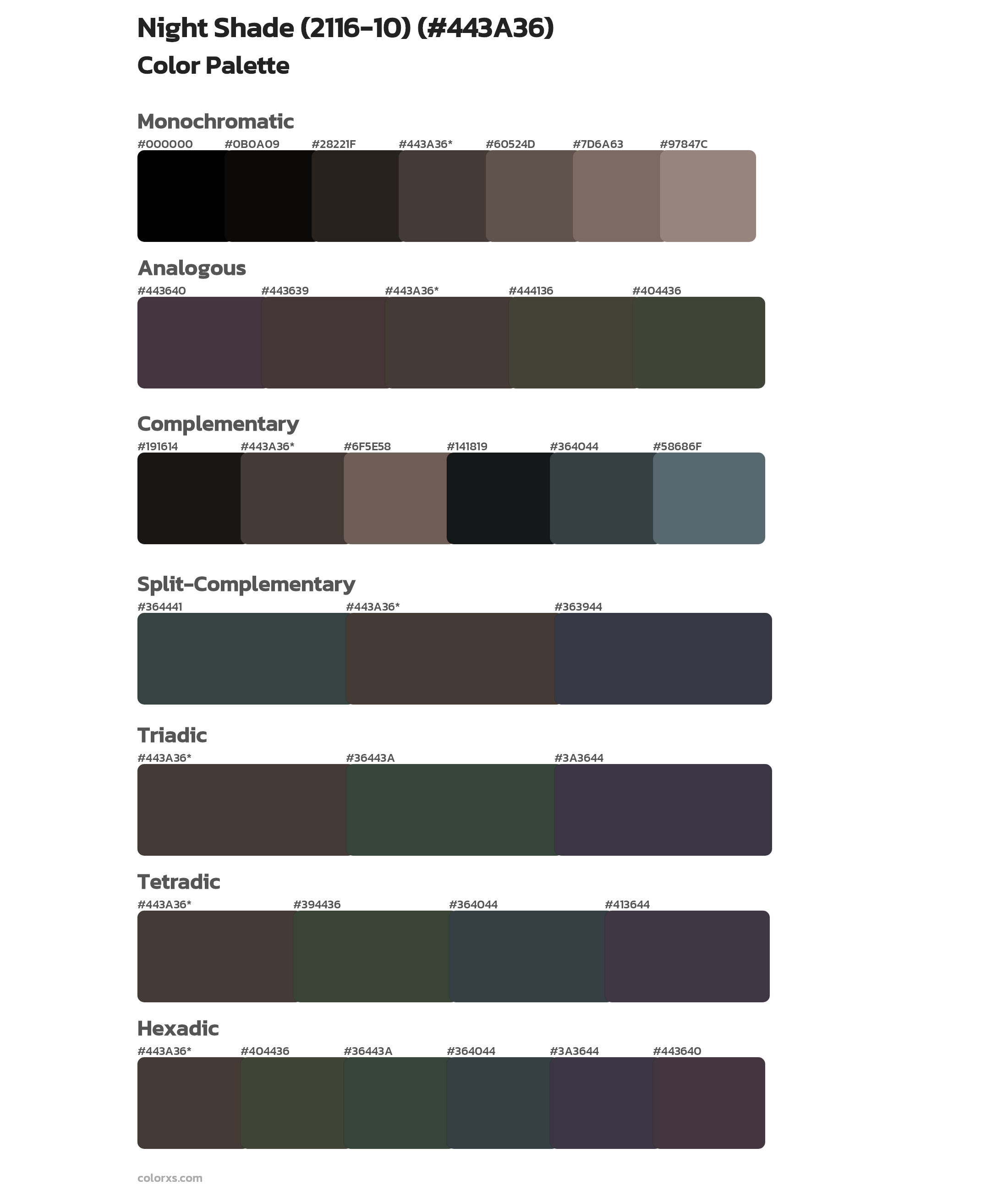 Night Shade (2116-10) Color Scheme Palettes