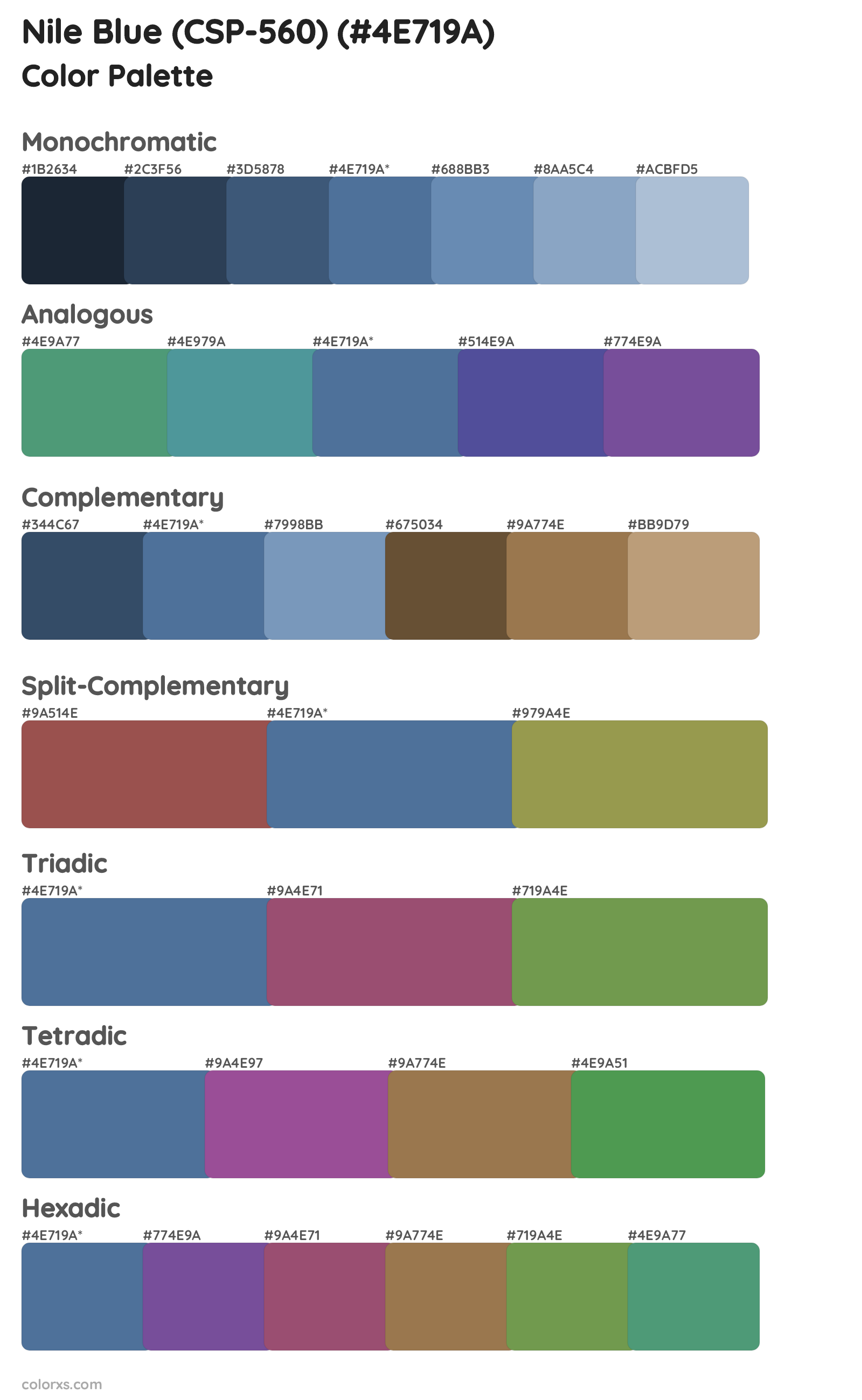 Nile Blue (CSP-560) Color Scheme Palettes