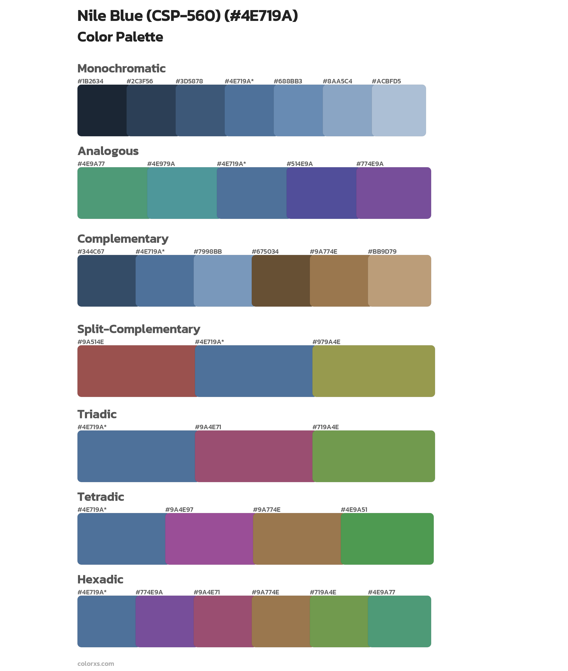 Nile Blue (CSP-560) Color Scheme Palettes