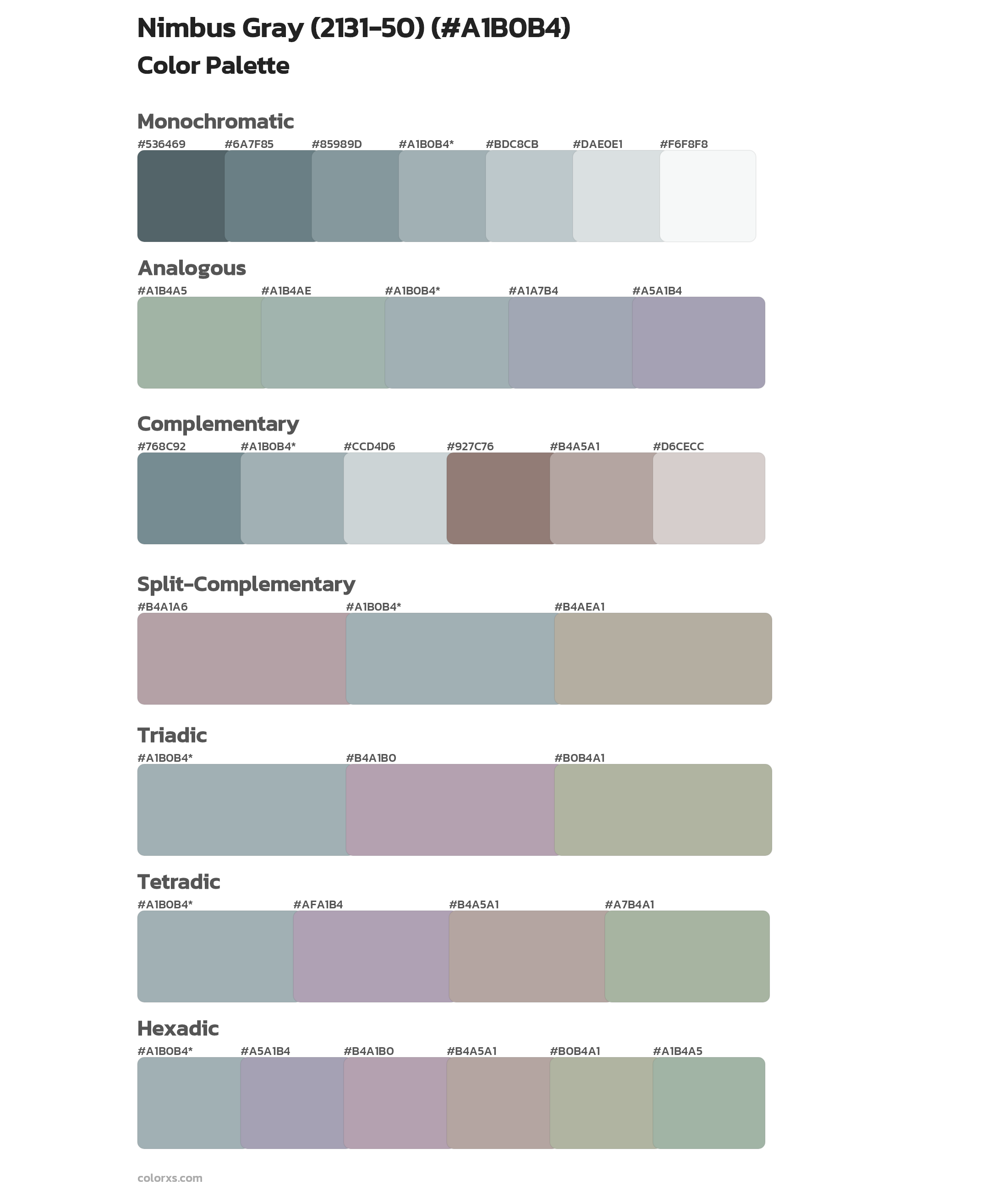 Nimbus Gray (2131-50) Color Scheme Palettes