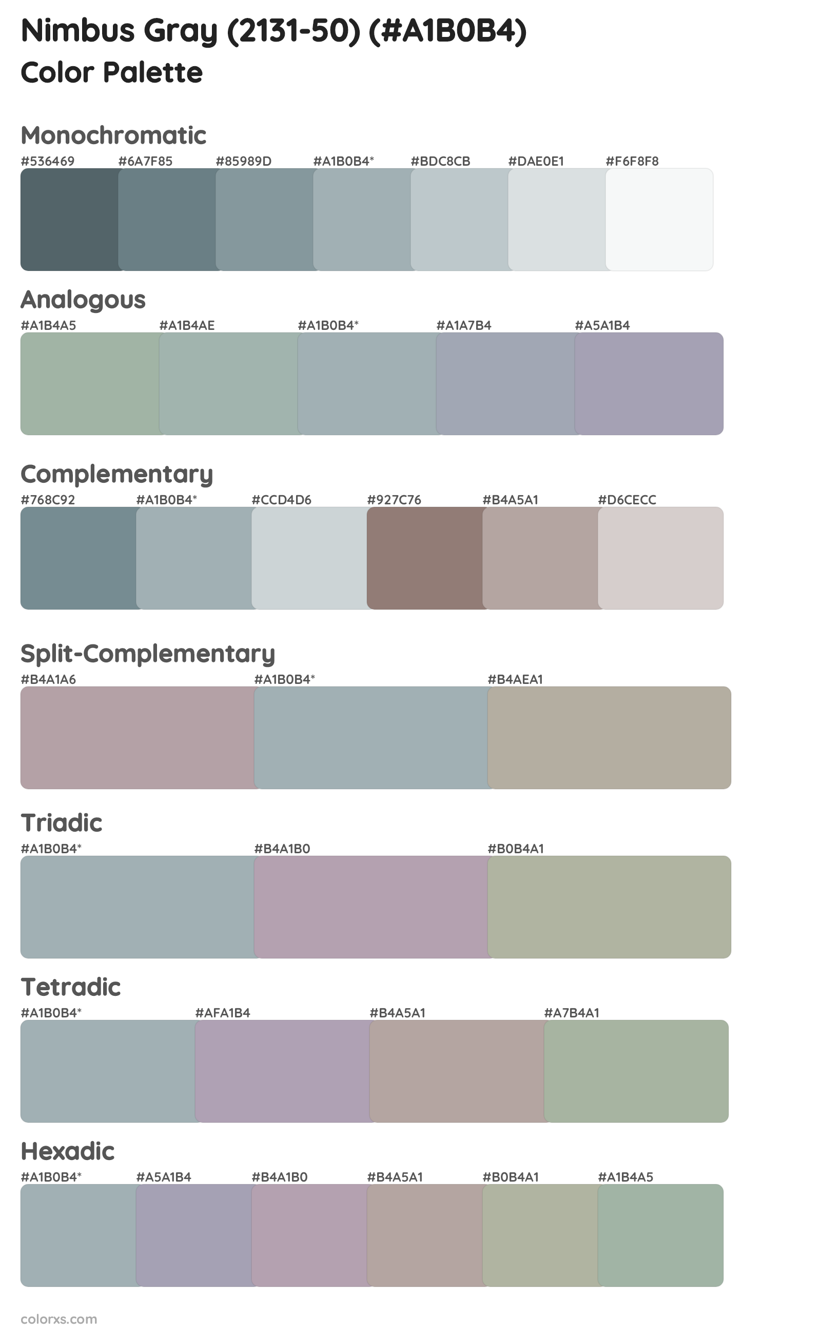 Nimbus Gray (2131-50) Color Scheme Palettes