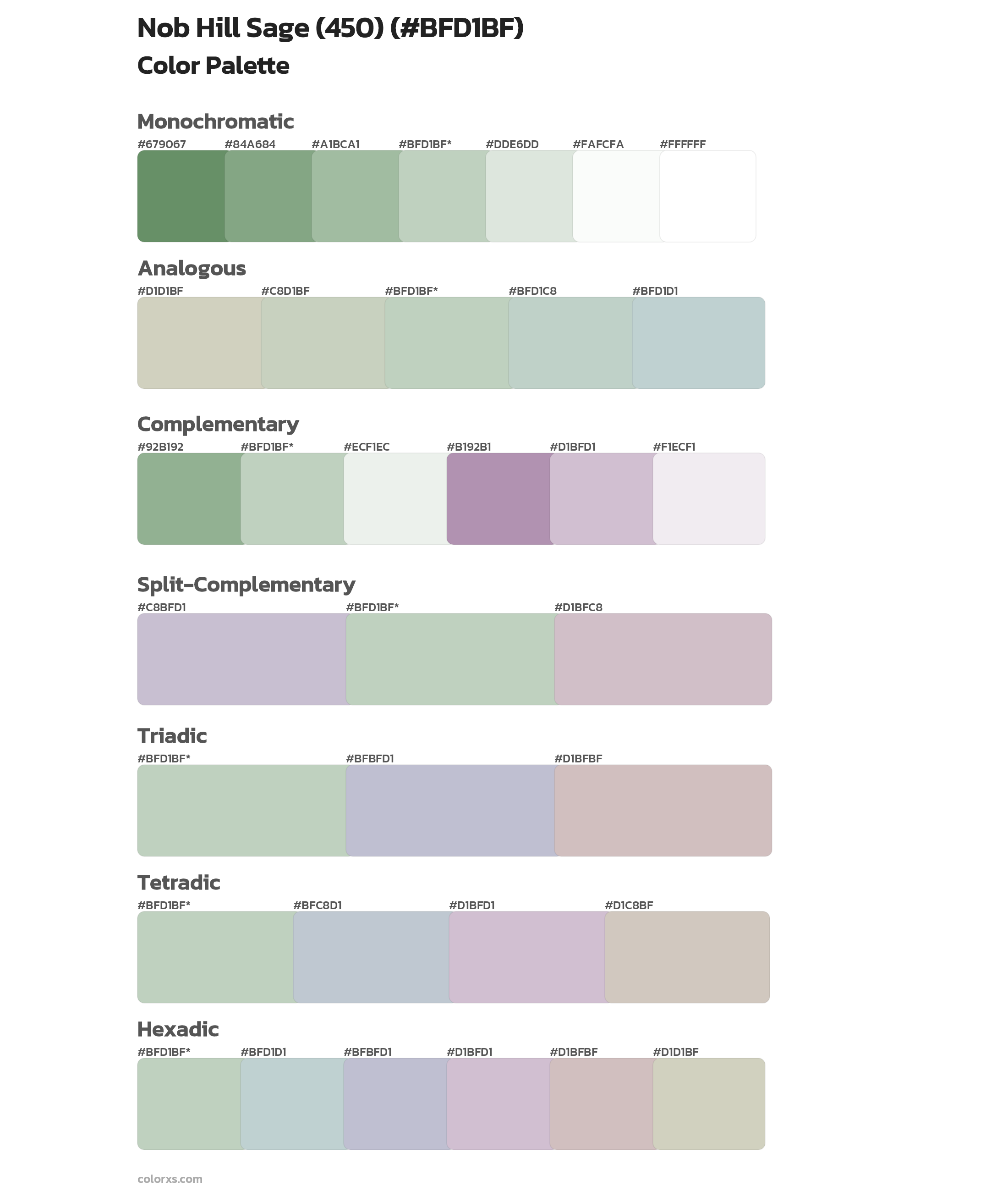 Nob Hill Sage (450) Color Scheme Palettes