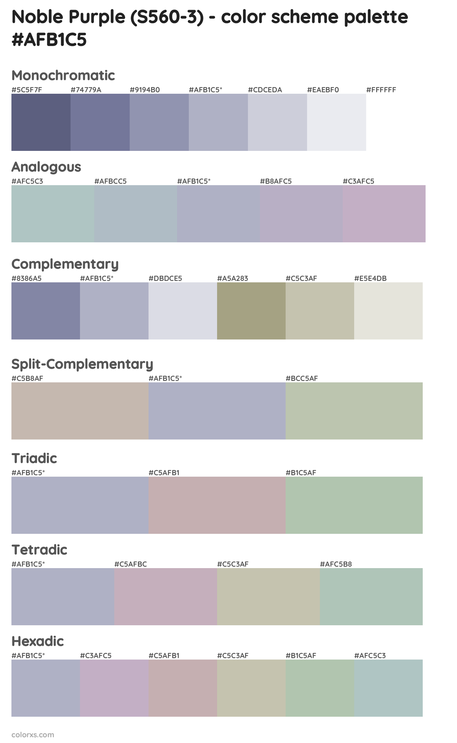 Noble Purple (S560-3) Color Scheme Palettes