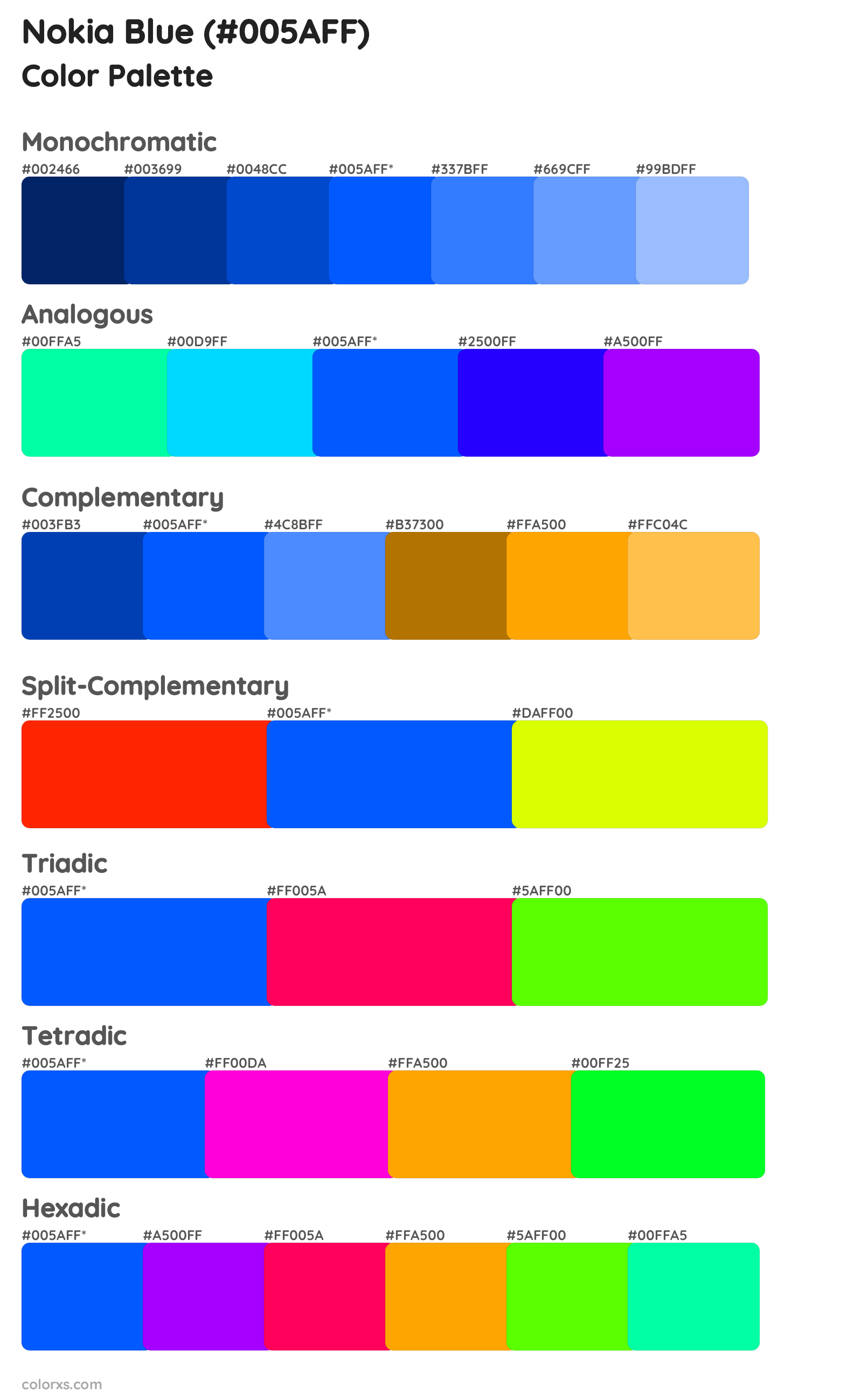 Nokia Blue Color Scheme Palettes