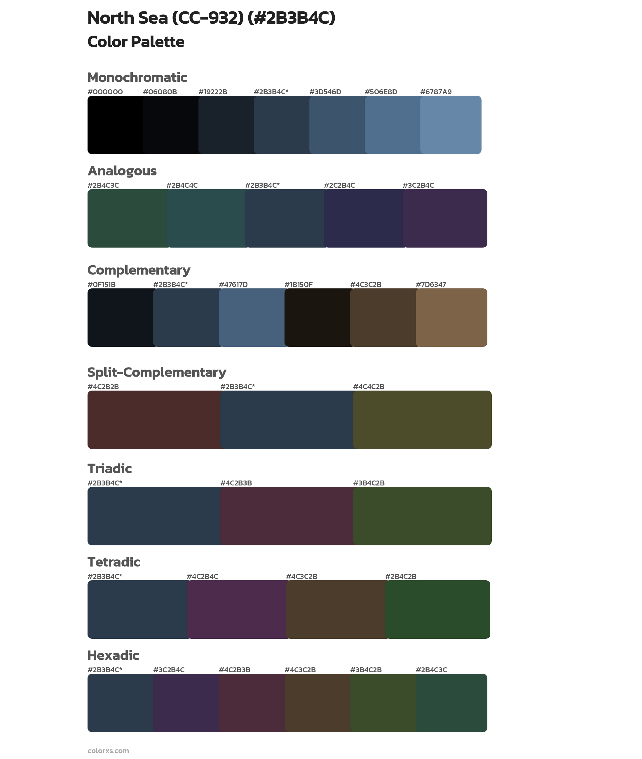 North Sea (CC-932) Color Scheme Palettes