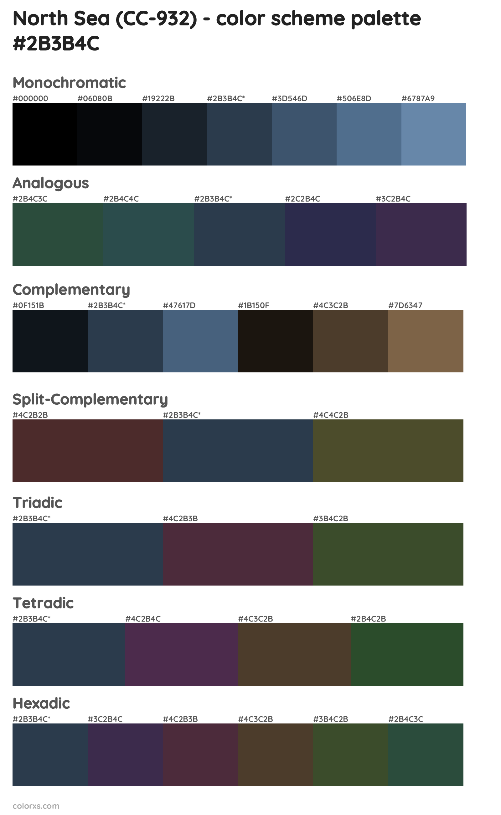 North Sea (CC-932) Color Scheme Palettes