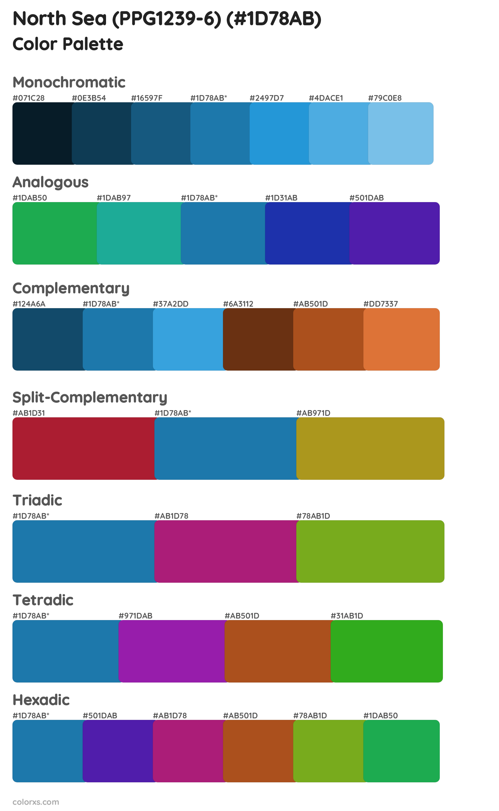 North Sea (PPG1239-6) Color Scheme Palettes