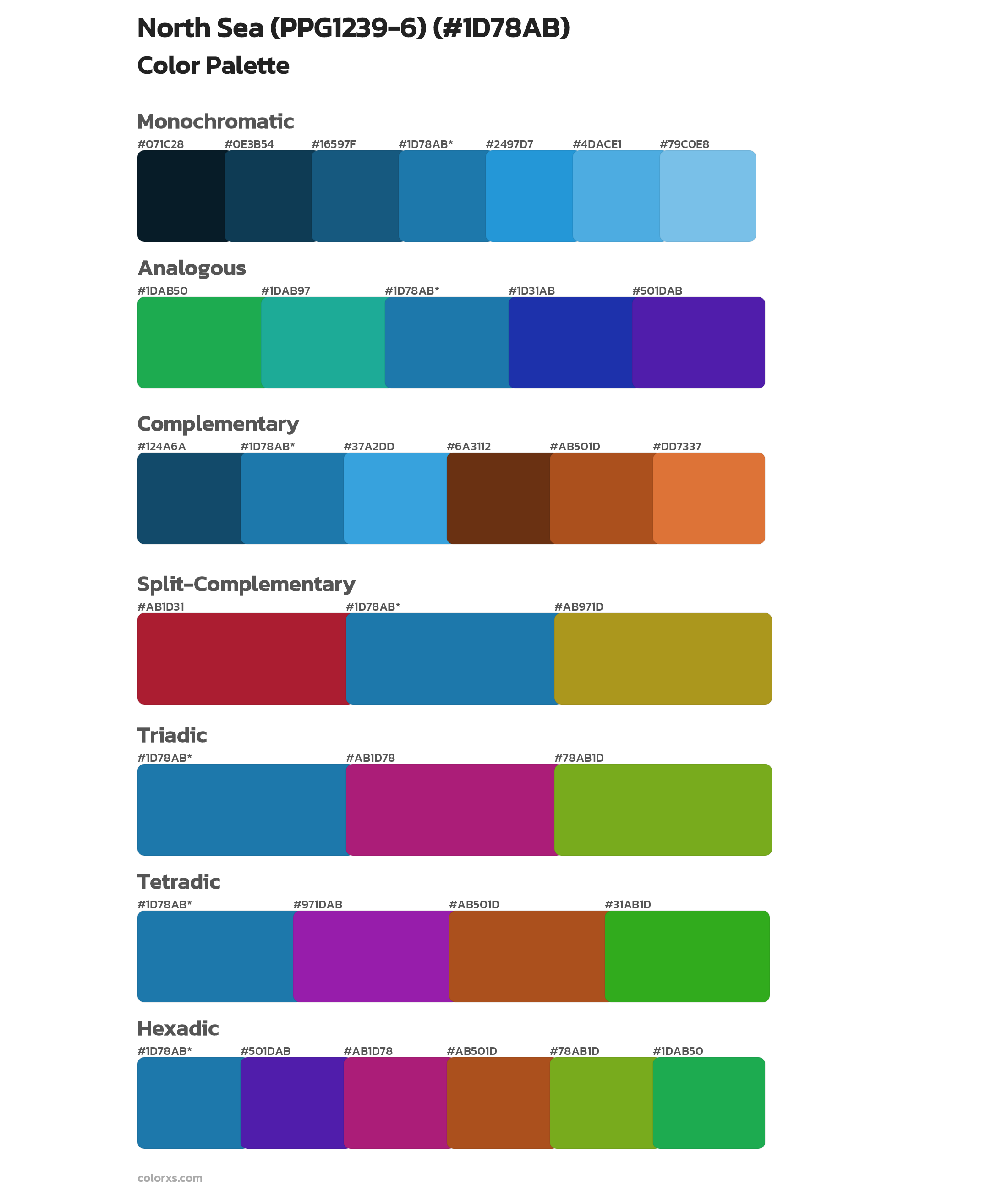 North Sea (PPG1239-6) Color Scheme Palettes