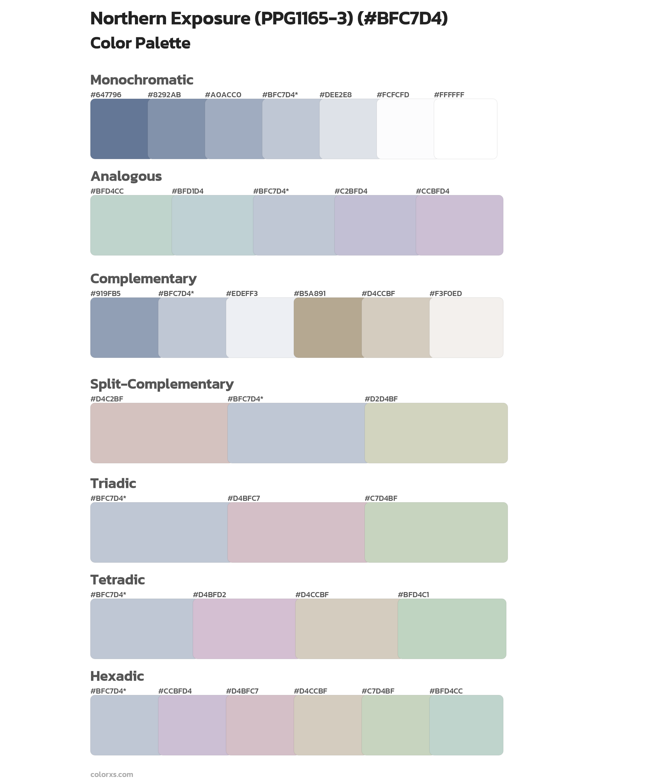 Northern Exposure (PPG1165-3) Color Scheme Palettes