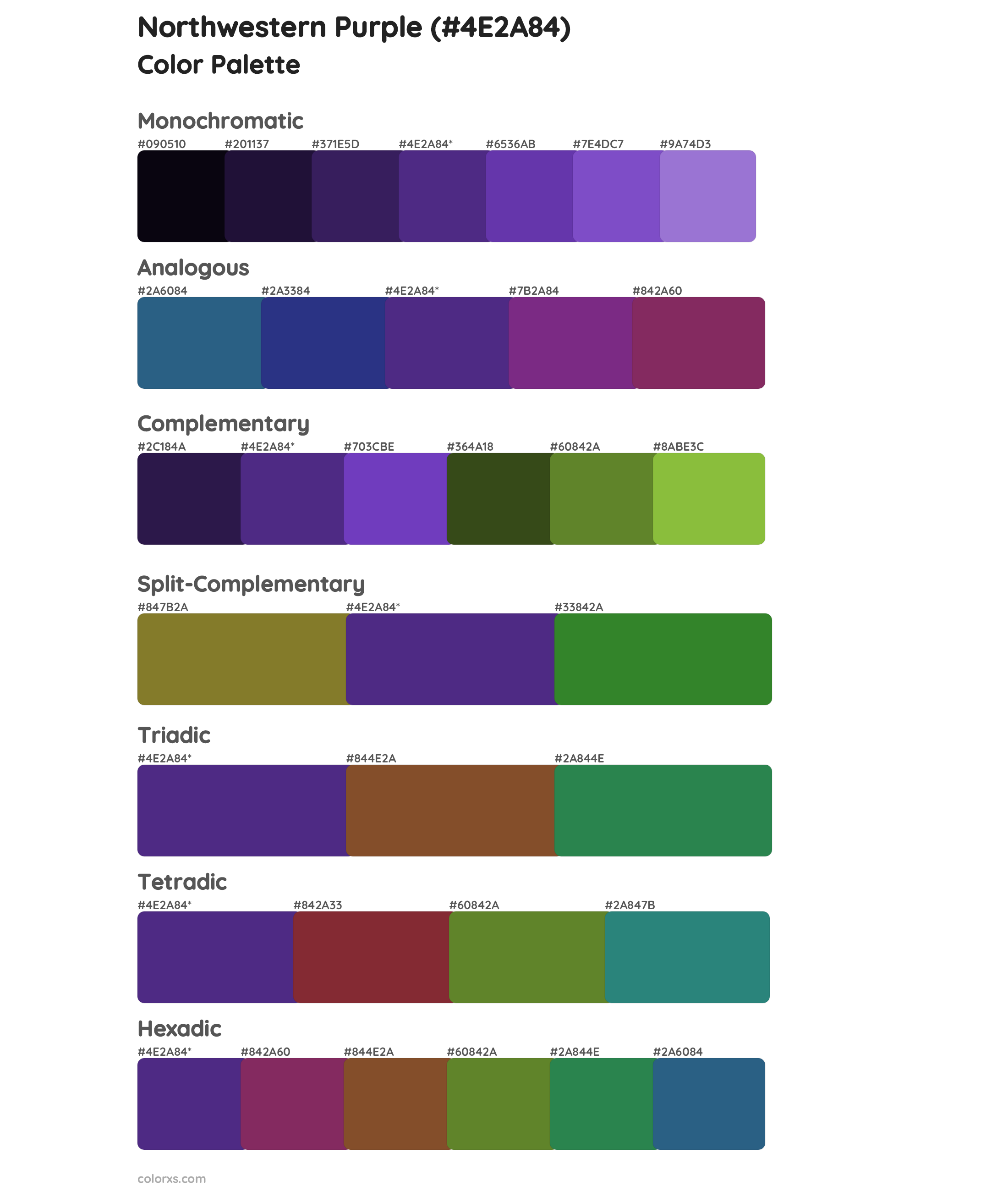 Northwestern Purple Color Scheme Palettes