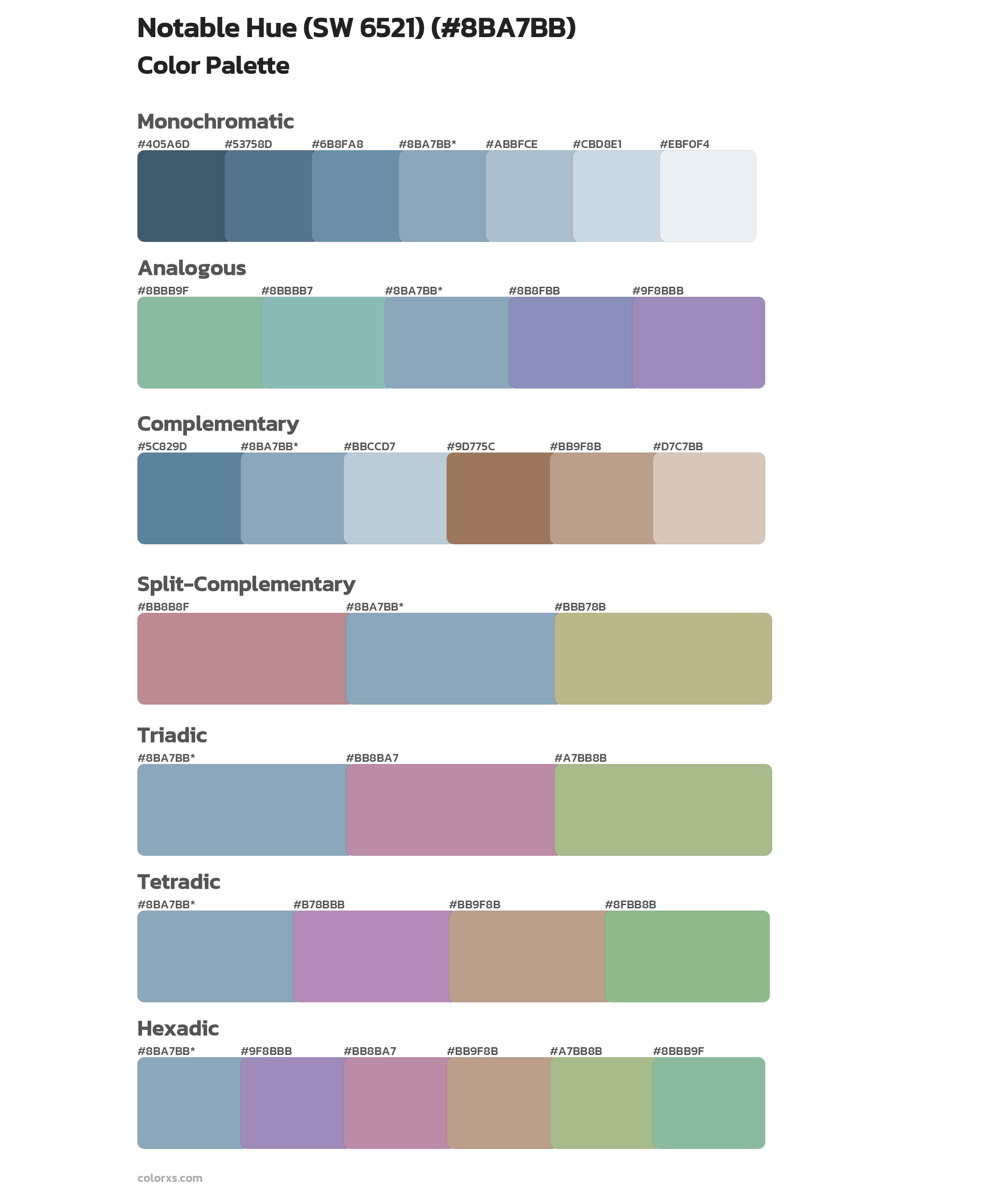 Notable Hue (SW 6521) Color Scheme Palettes
