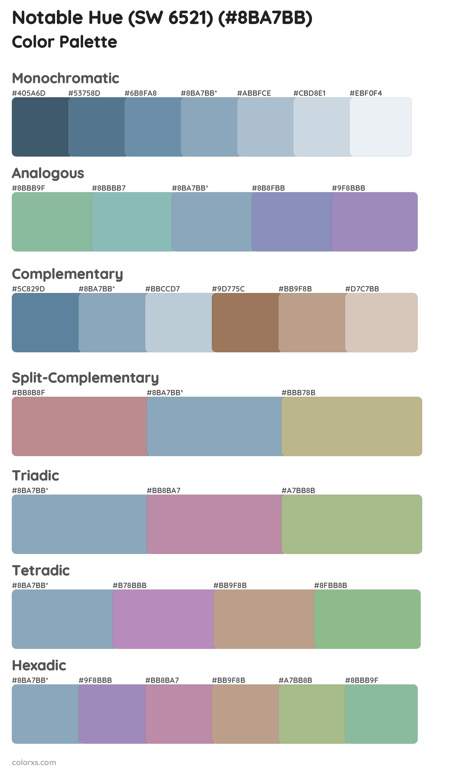 Notable Hue (SW 6521) Color Scheme Palettes