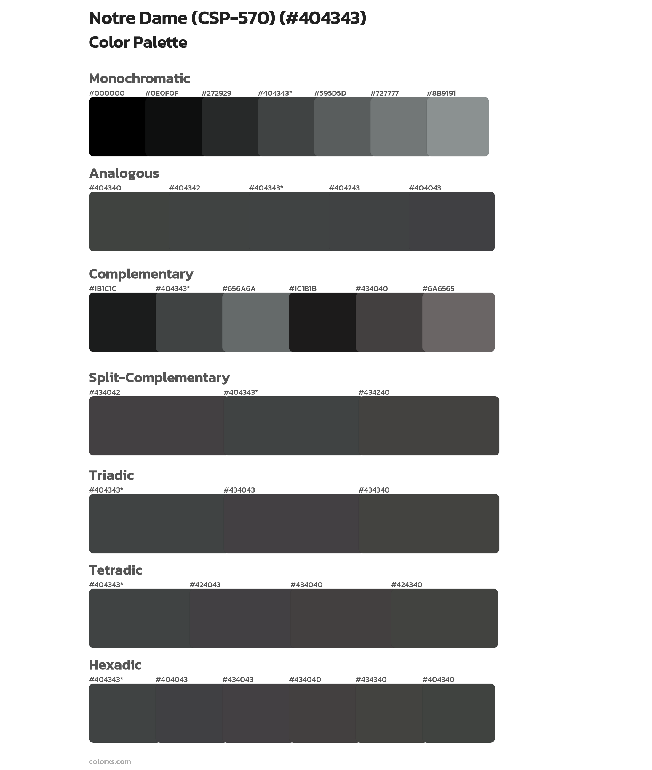 Notre Dame (CSP-570) Color Scheme Palettes