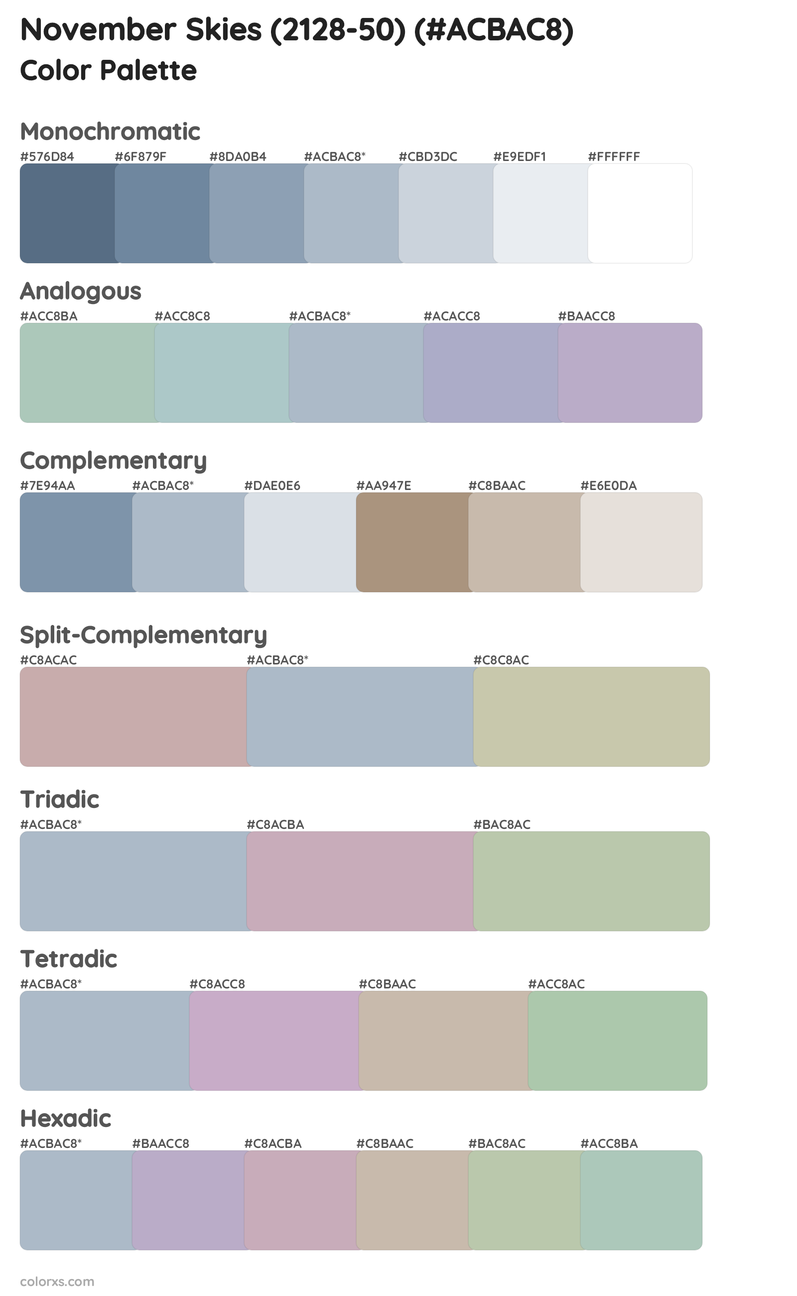 November Skies (2128-50) Color Scheme Palettes