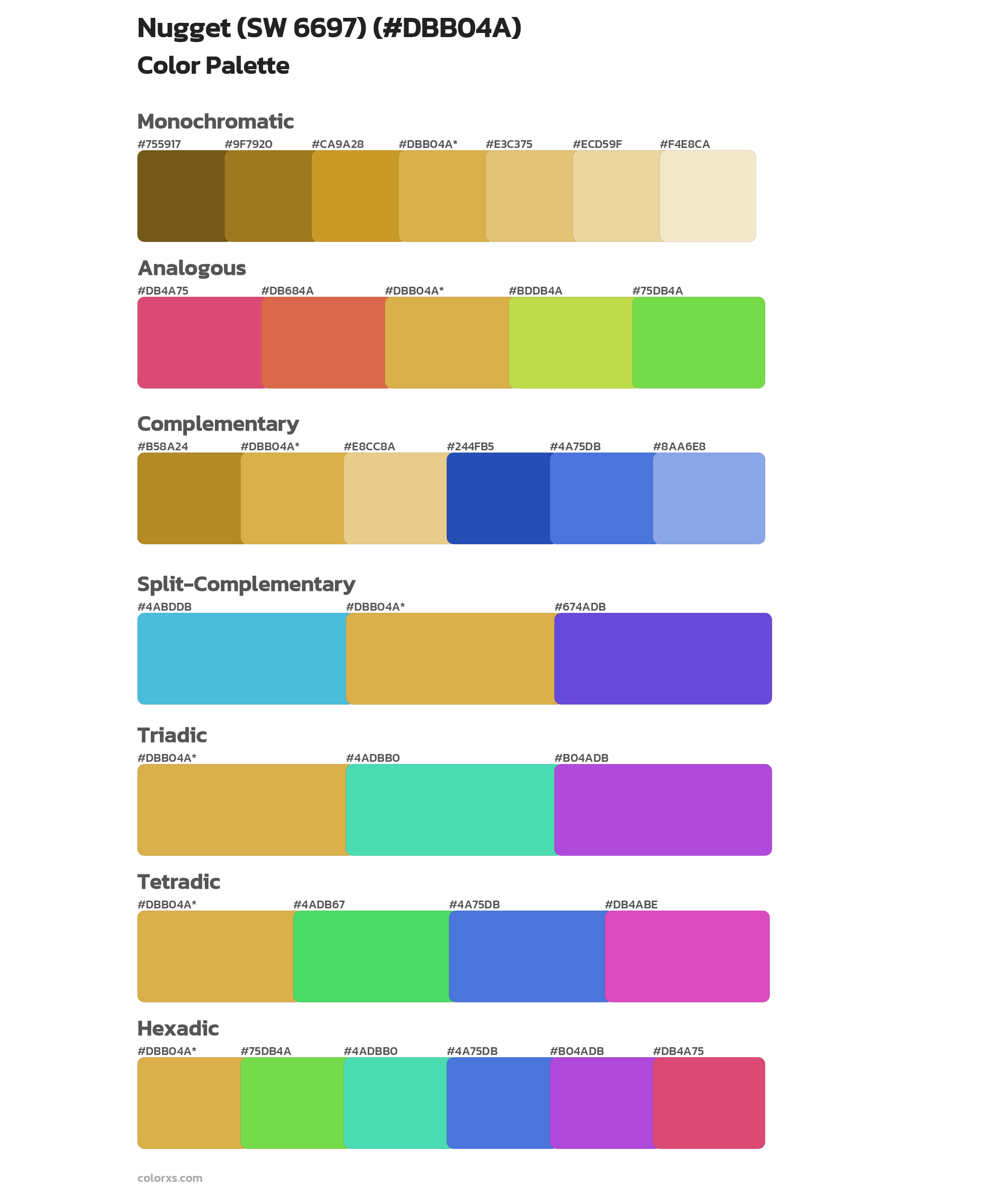 Nugget (SW 6697) Color Scheme Palettes