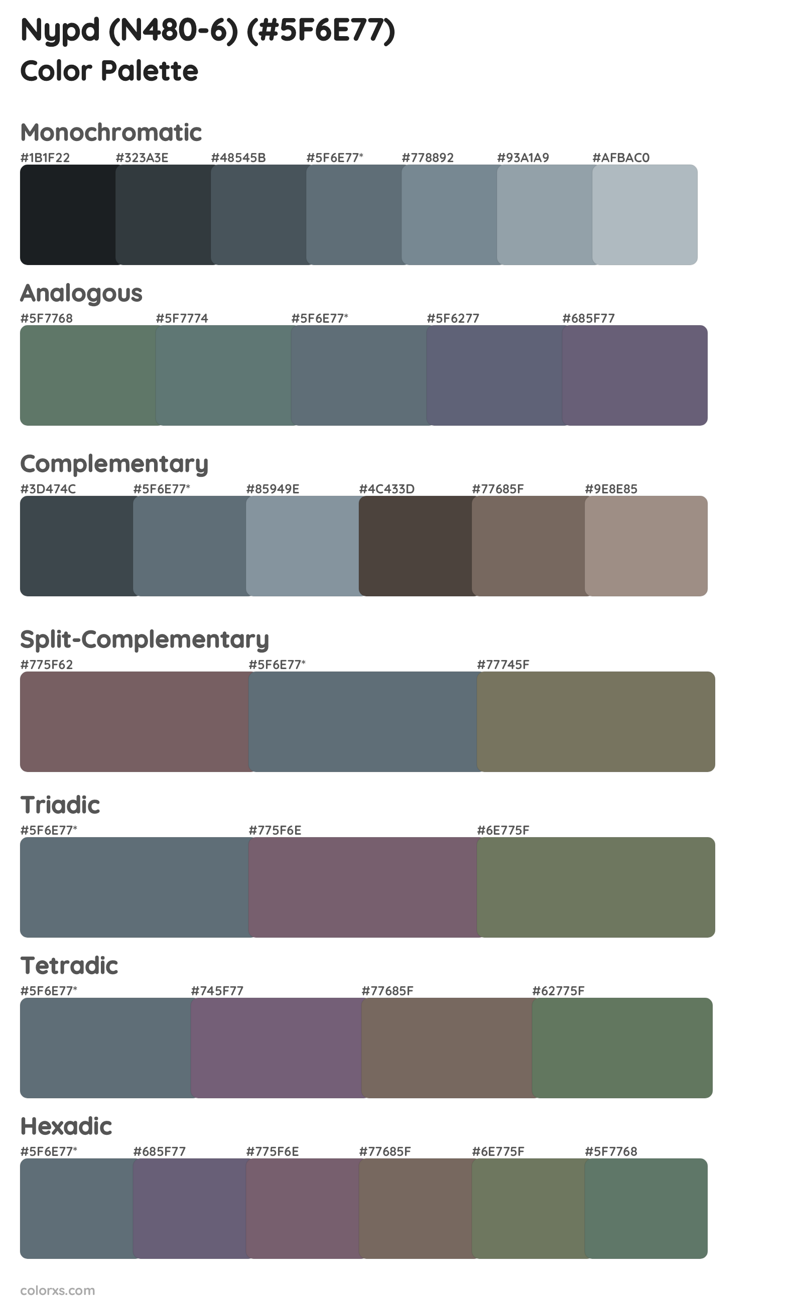 Nypd (N480-6) Color Scheme Palettes