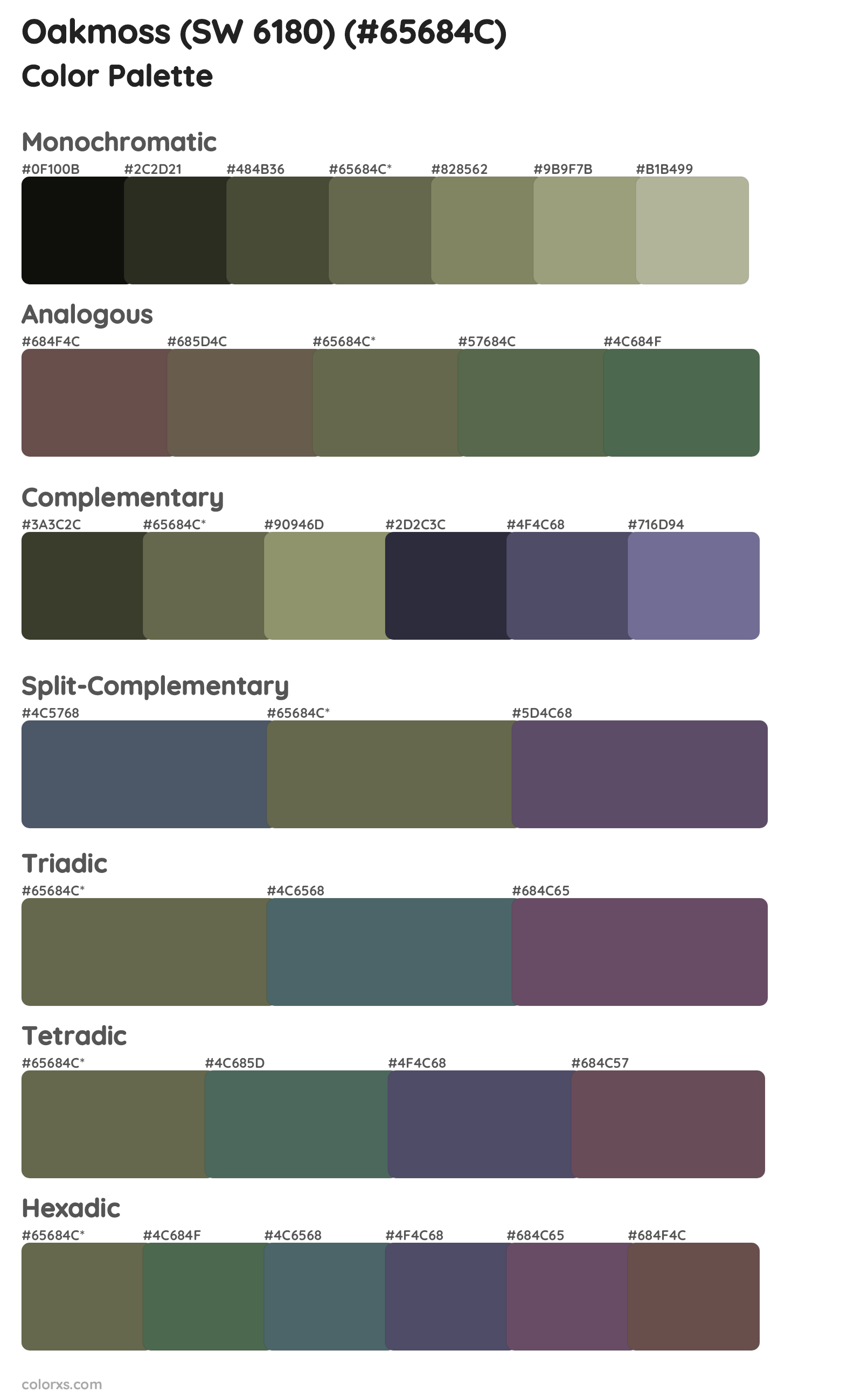 Oakmoss (SW 6180) Color Scheme Palettes