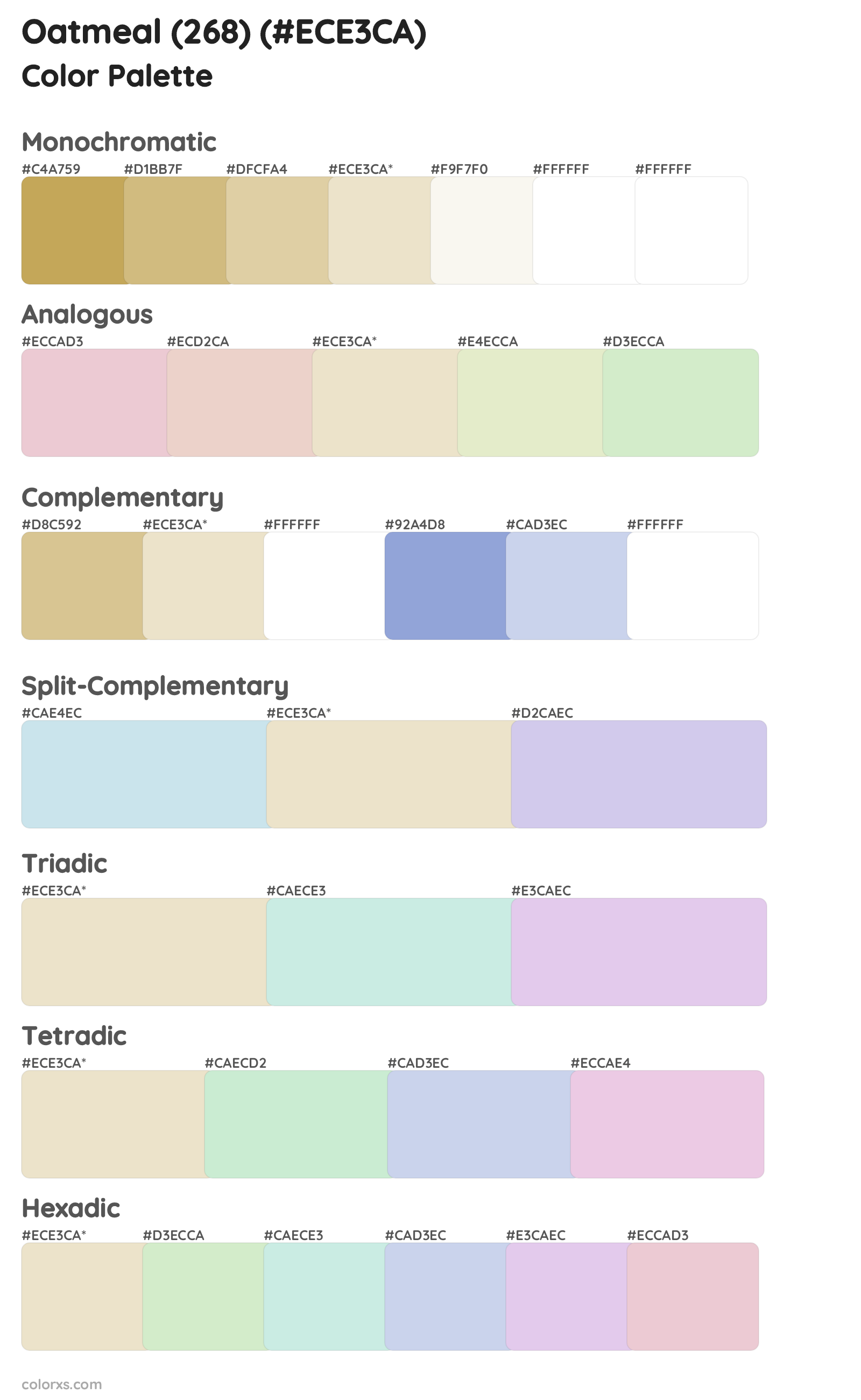 Oatmeal (268) Color Scheme Palettes