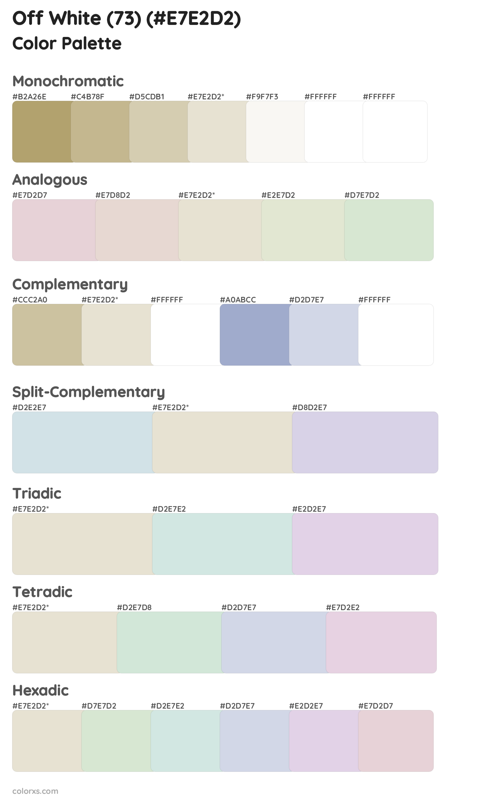 Off White (73) Color Scheme Palettes