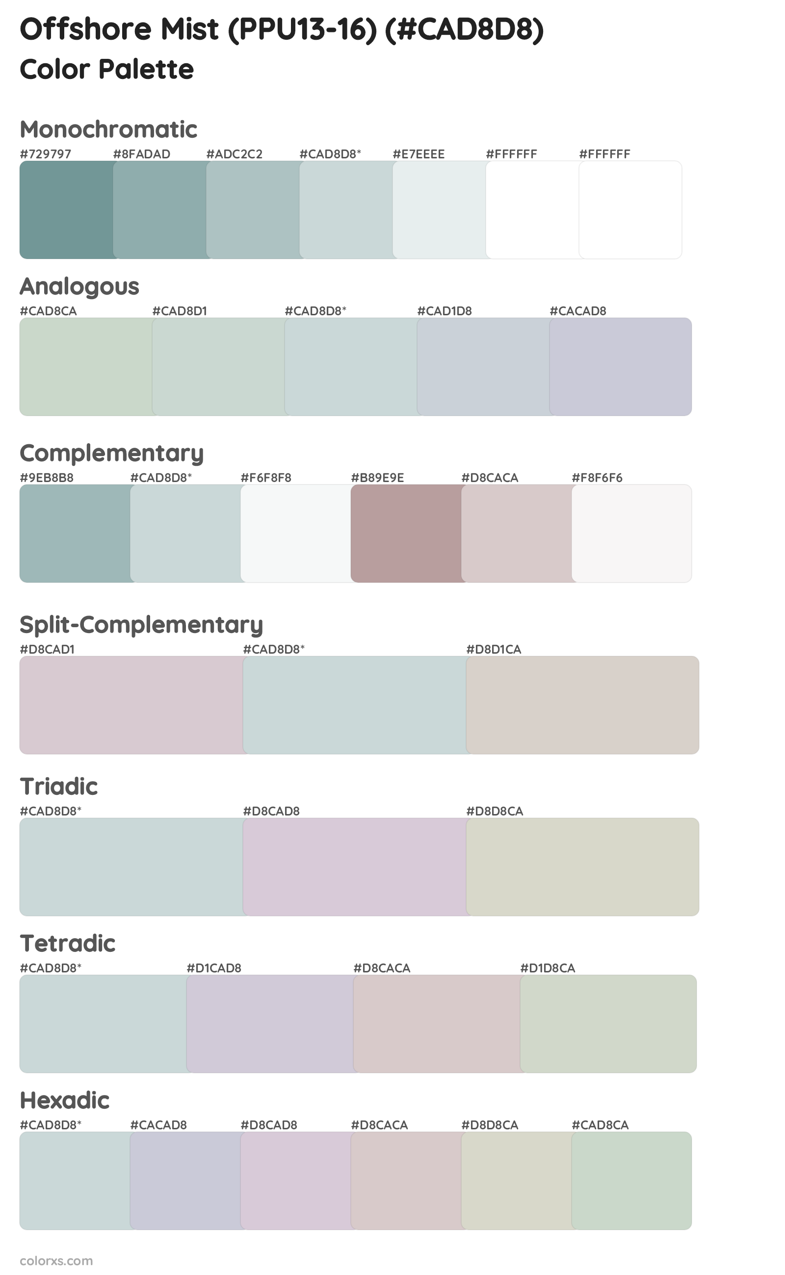 Offshore Mist (PPU13-16) Color Scheme Palettes