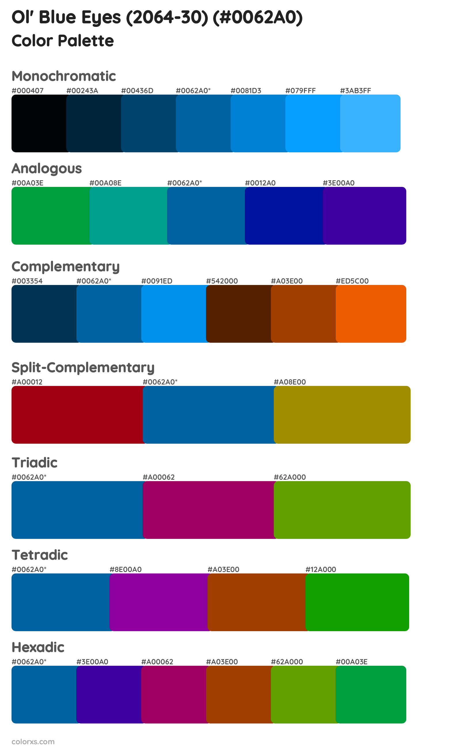 Ol' Blue Eyes (2064-30) Color Scheme Palettes