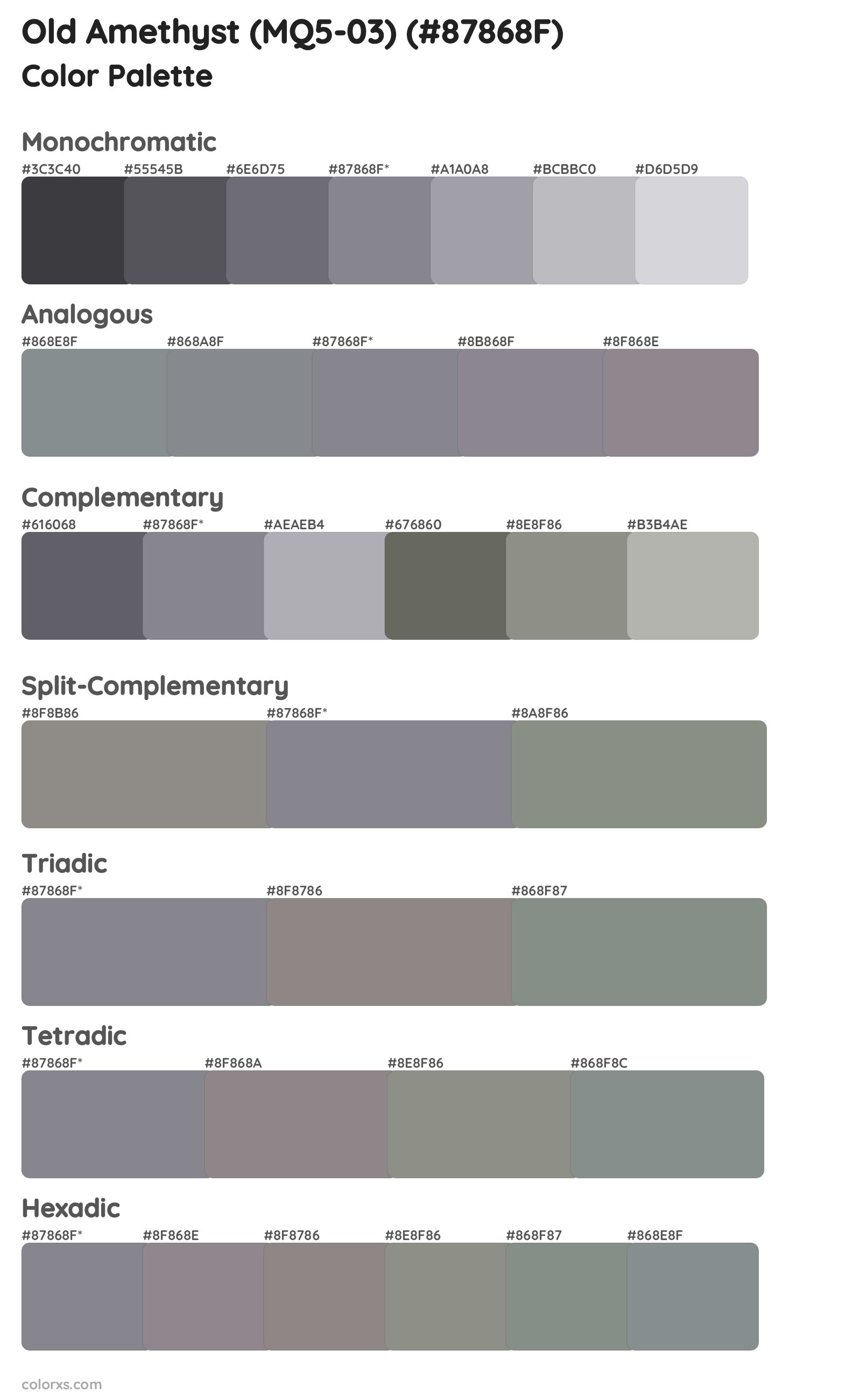 Old Amethyst (MQ5-03) Color Scheme Palettes