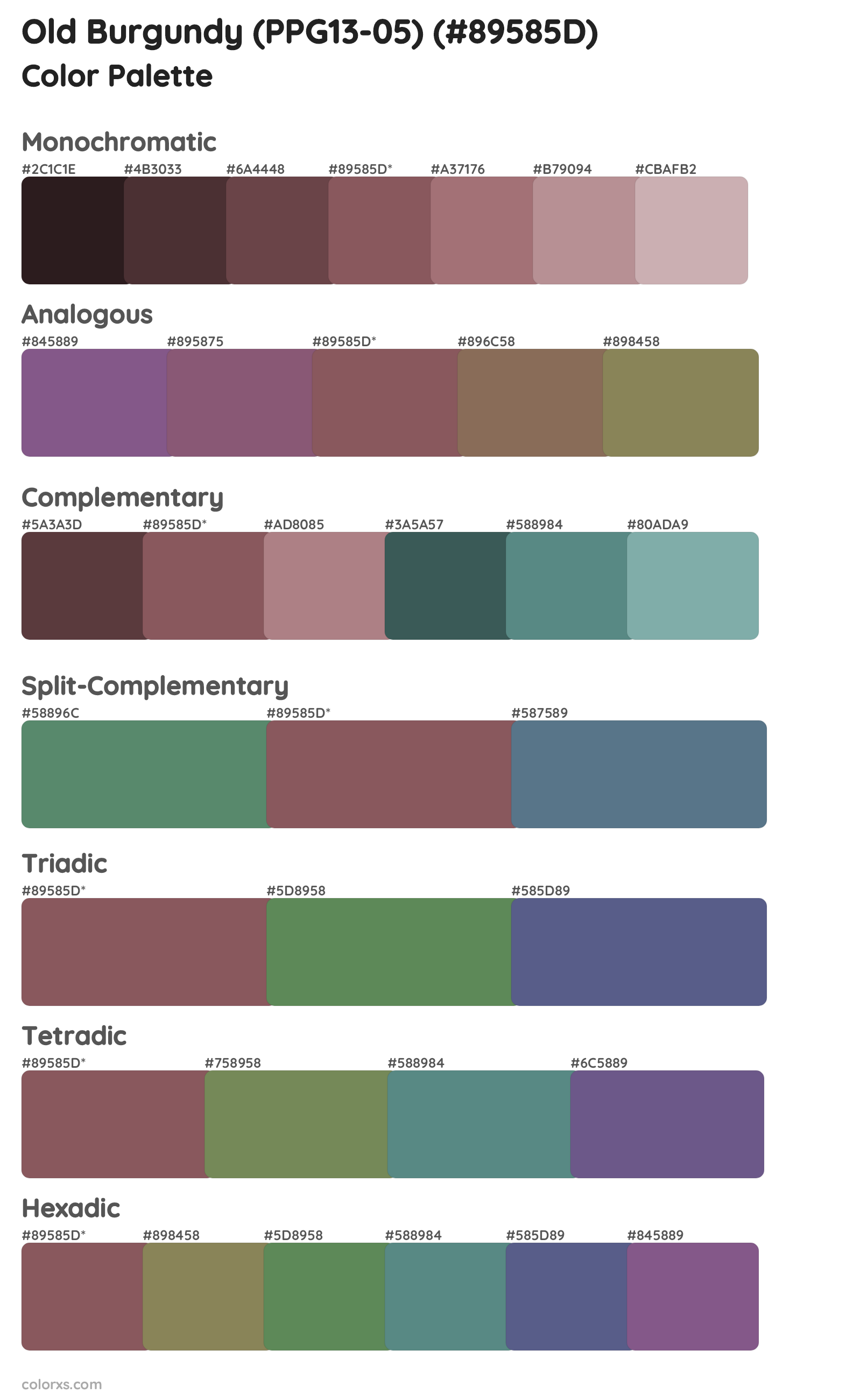 Old Burgundy (PPG13-05) Color Scheme Palettes
